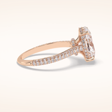 3.06 CT Oval Shaped Pave Moissanite Engagement Ring