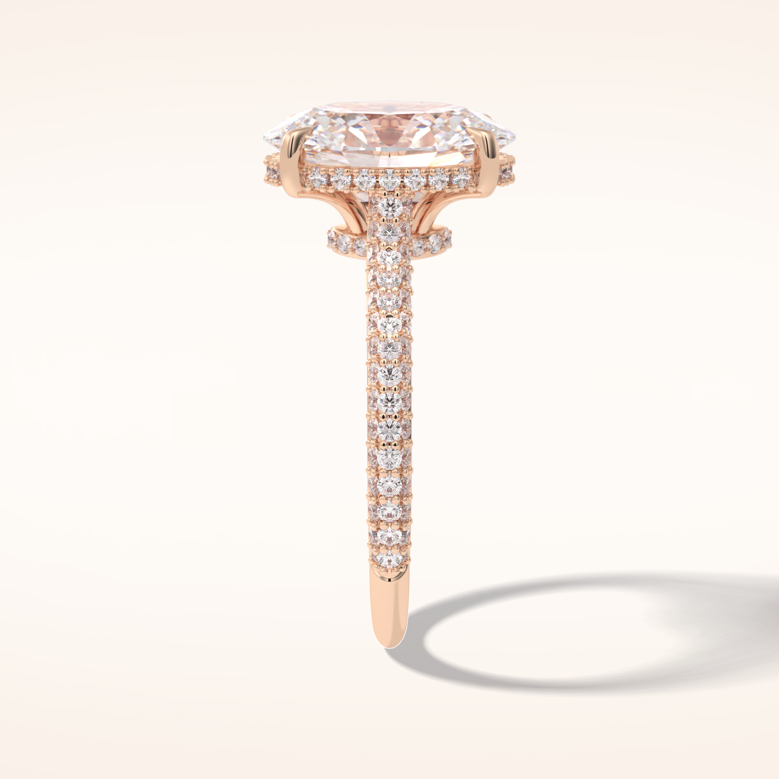 3.06 CT Oval Shaped Pave Moissanite Engagement Ring