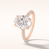 3.06 CT Oval Shaped Pave Moissanite Engagement Ring