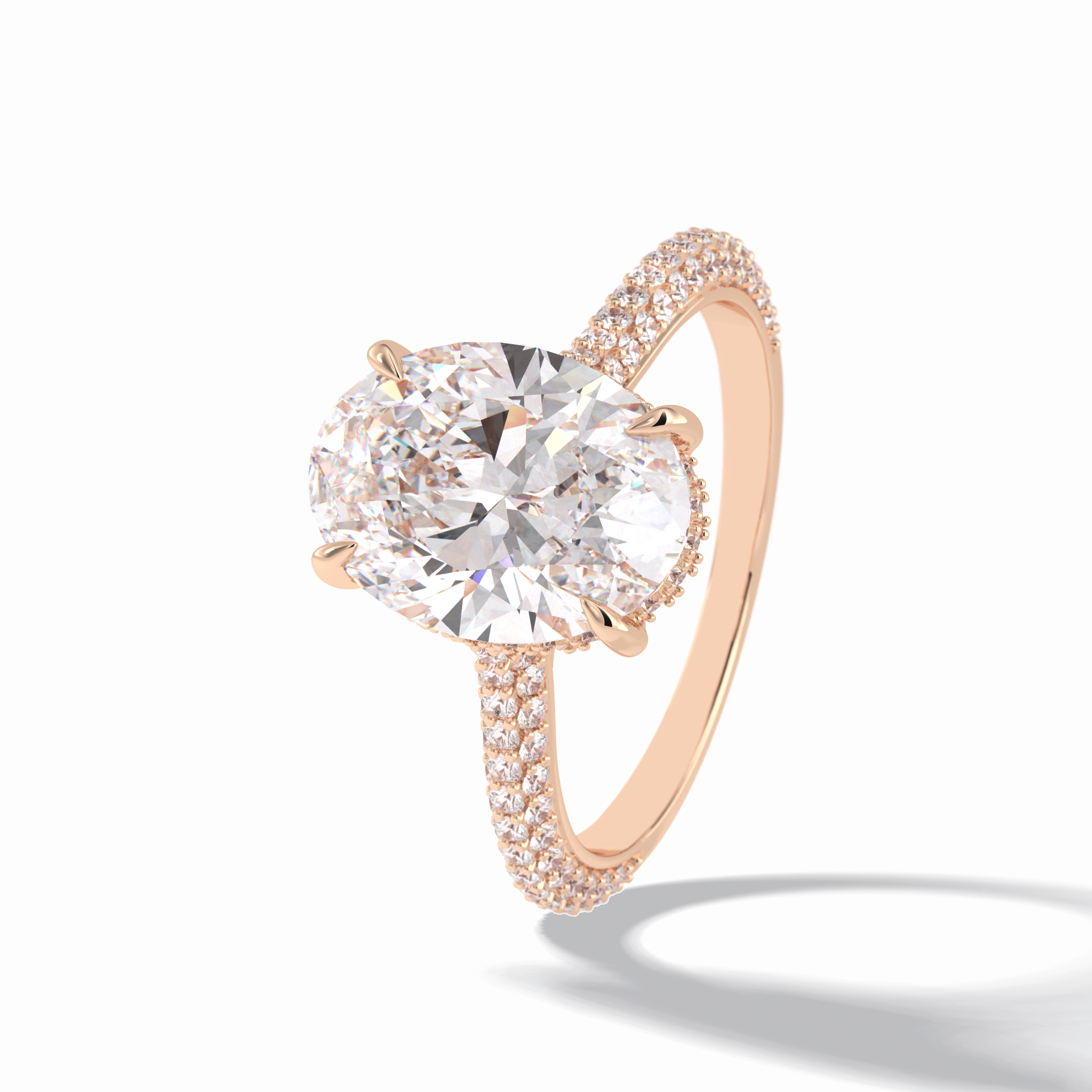 Oval Pave Lab Grown Diamond Engagement Ring