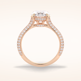 3.06 CT Oval Shaped Pave Moissanite Engagement Ring
