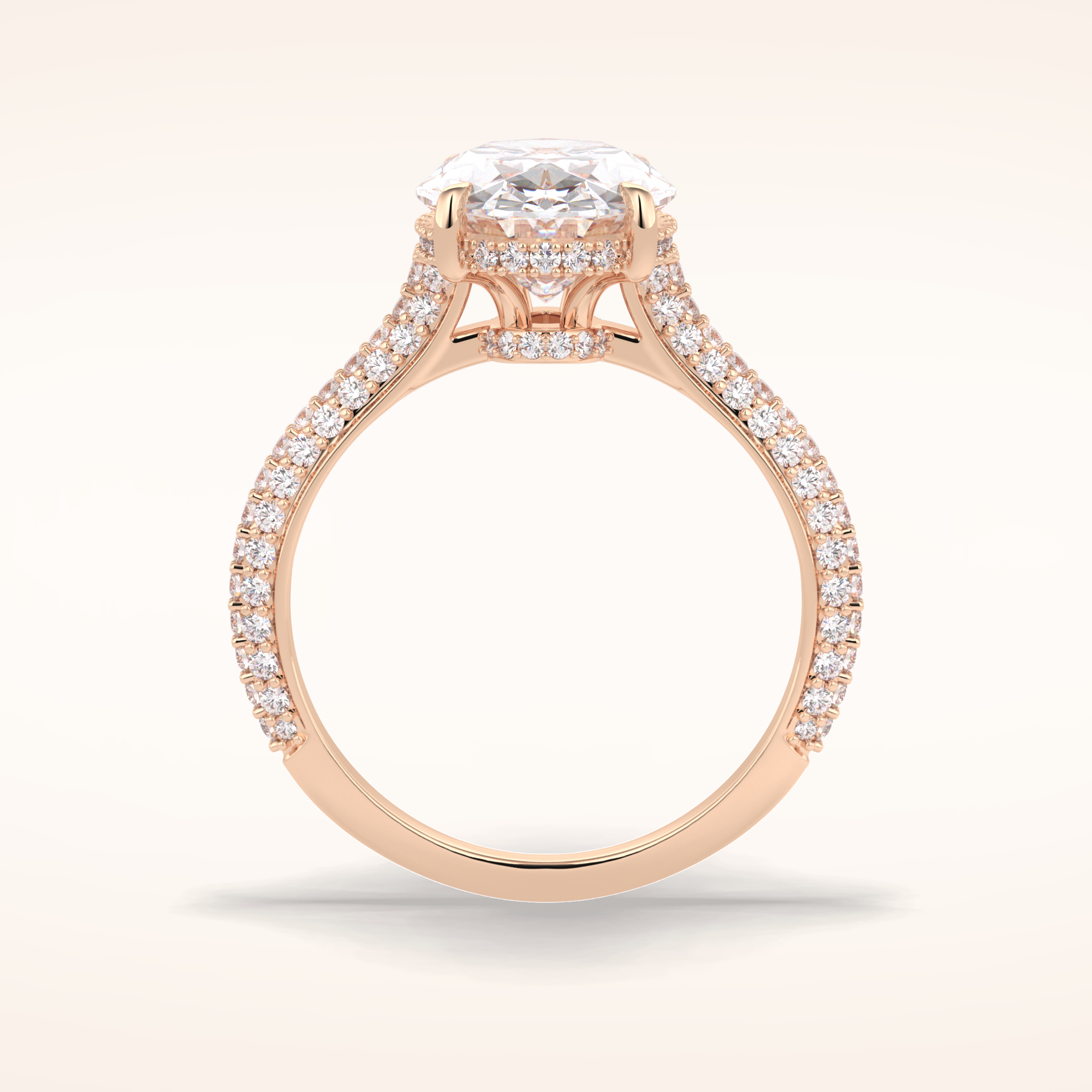 3.06 CT Oval Shaped Pave Moissanite Engagement Ring