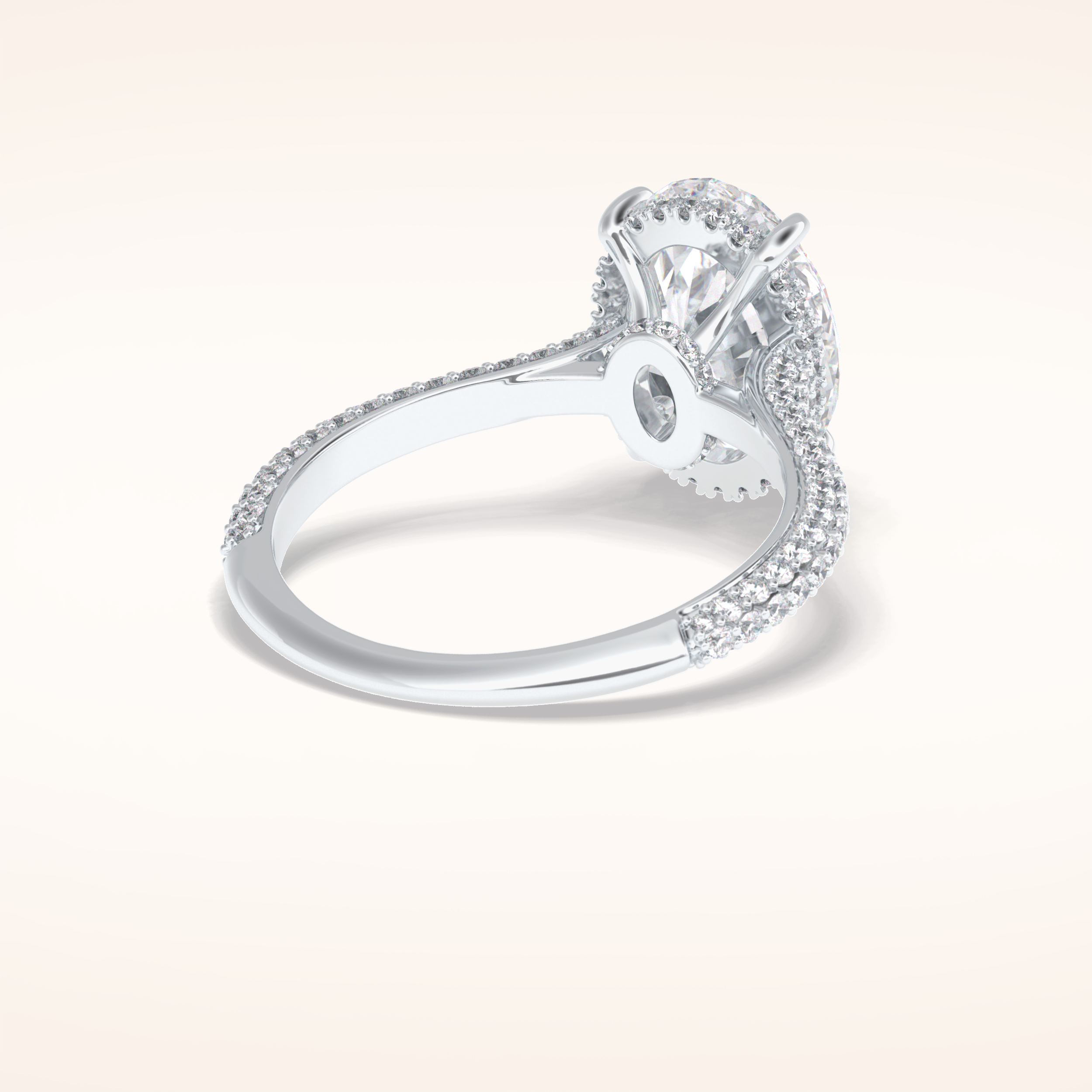 3.06 CT Oval Shaped Pave Moissanite Engagement Ring