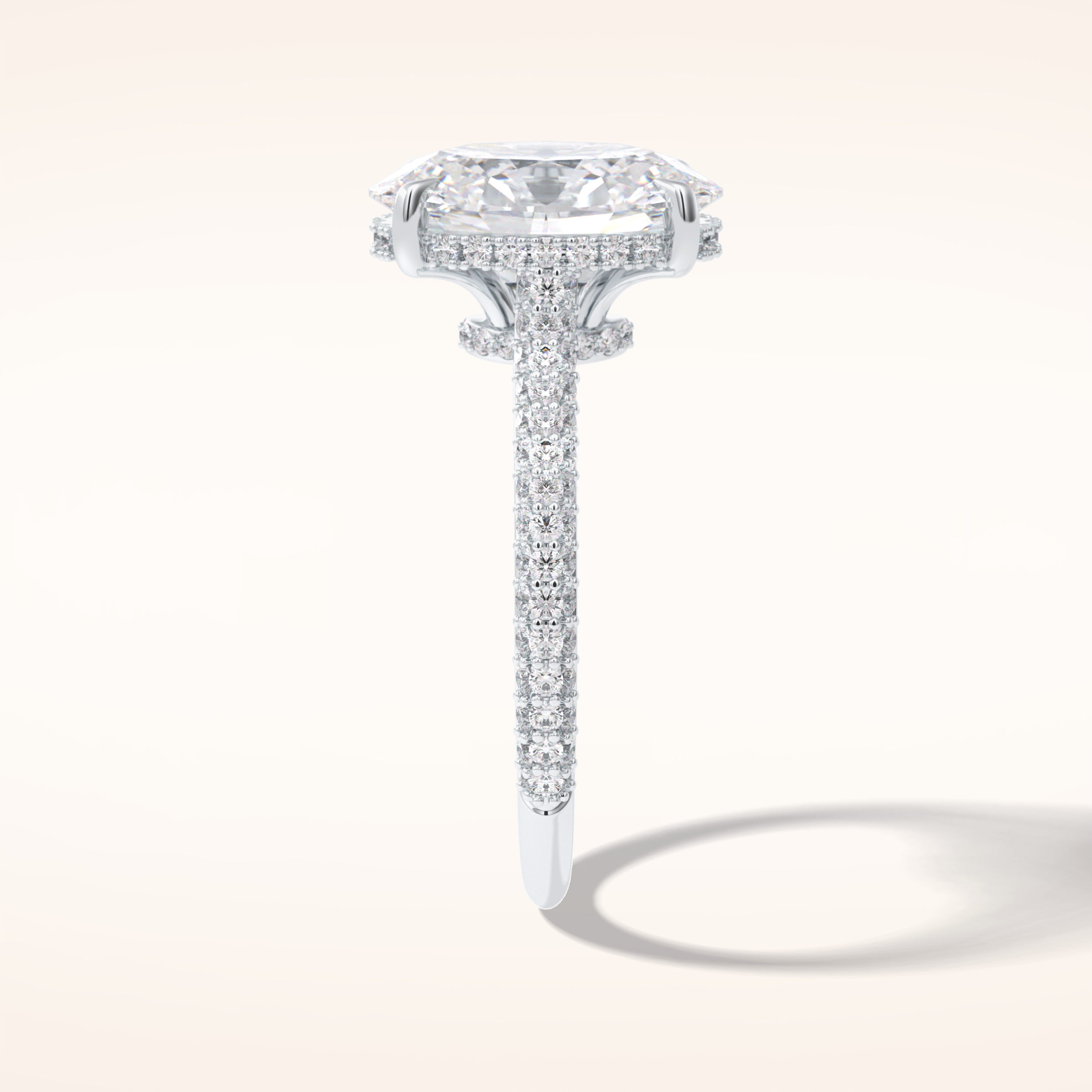3.06 CT Oval Shaped Pave Moissanite Engagement Ring