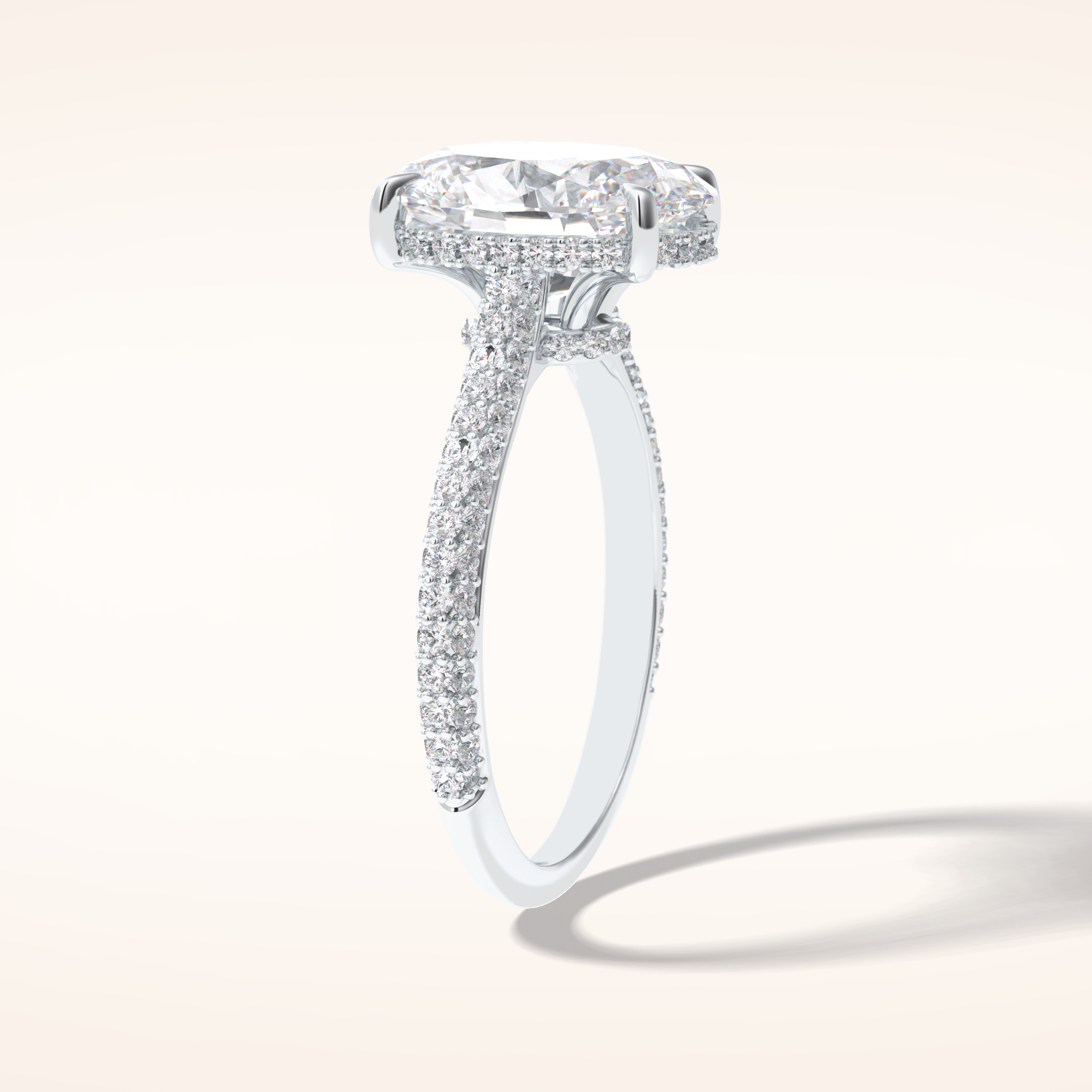3.06 CT Oval Shaped Pave Moissanite Engagement Ring