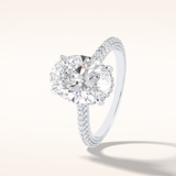 3.06 CT Oval Shaped Pave Moissanite Engagement Ring