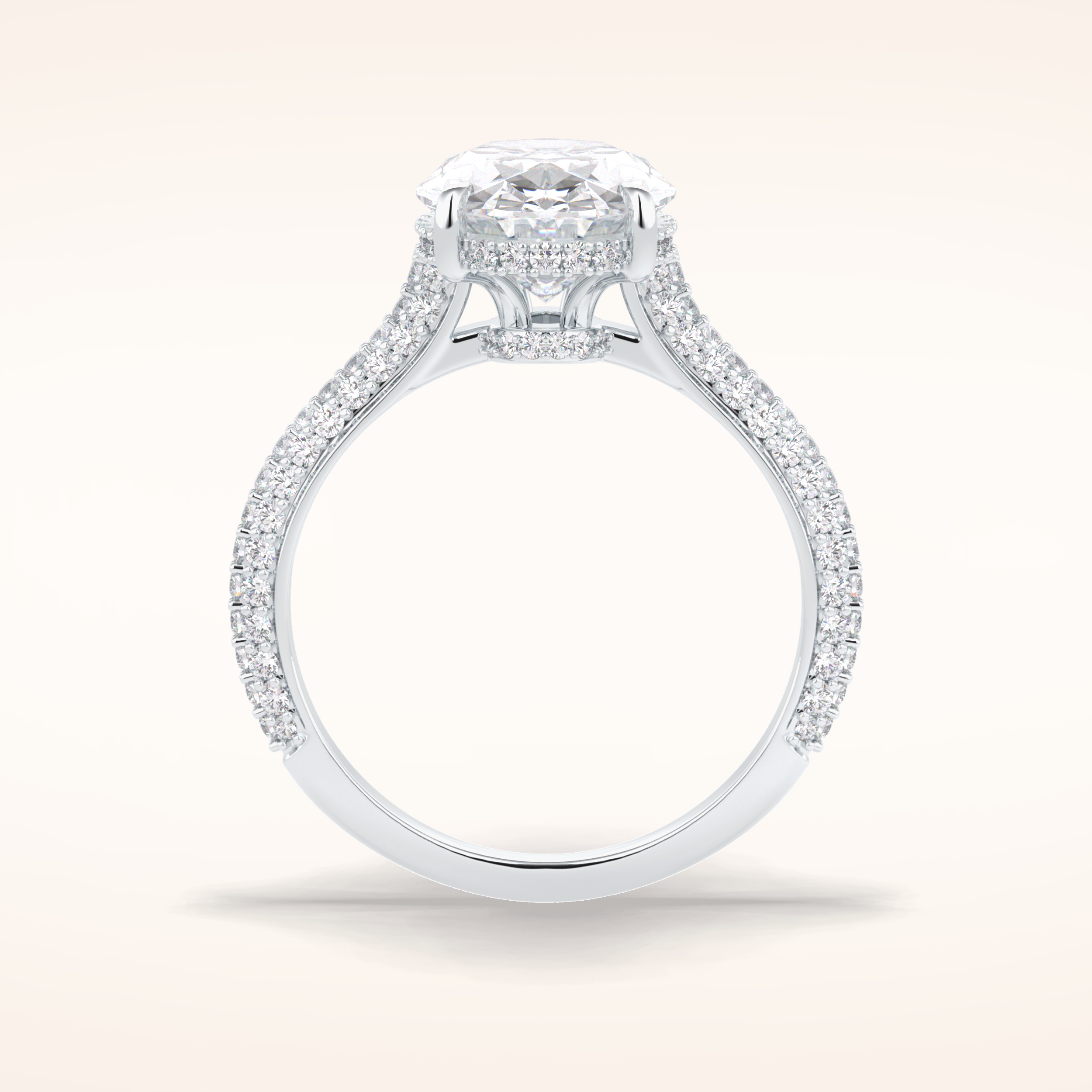 3.06 CT Oval Shaped Pave Moissanite Engagement Ring