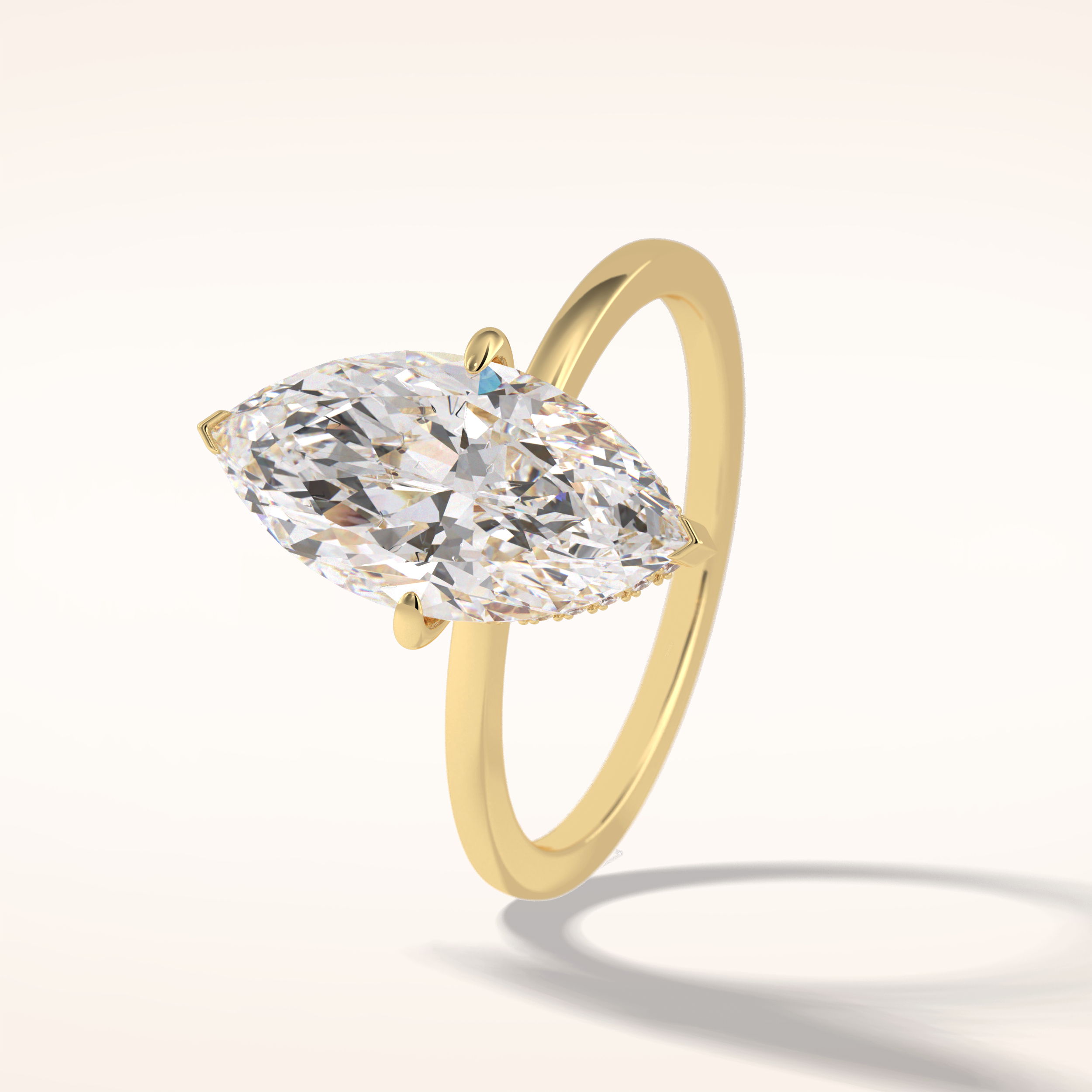 2.79 CT Marquise Shaped Solitaire Moissanite Engagement Ring