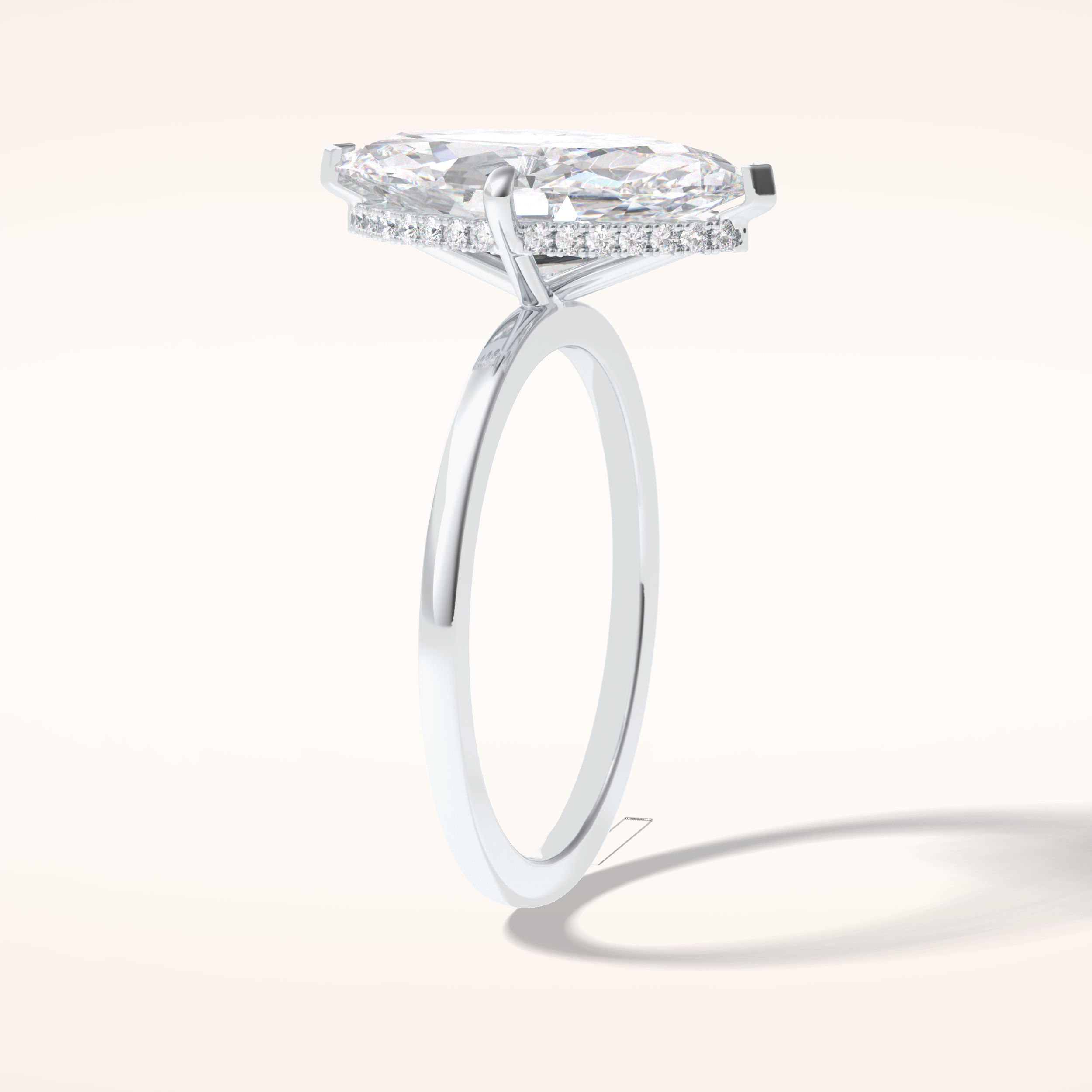 2.79 CT Marquise Shaped Solitaire Moissanite Engagement Ring