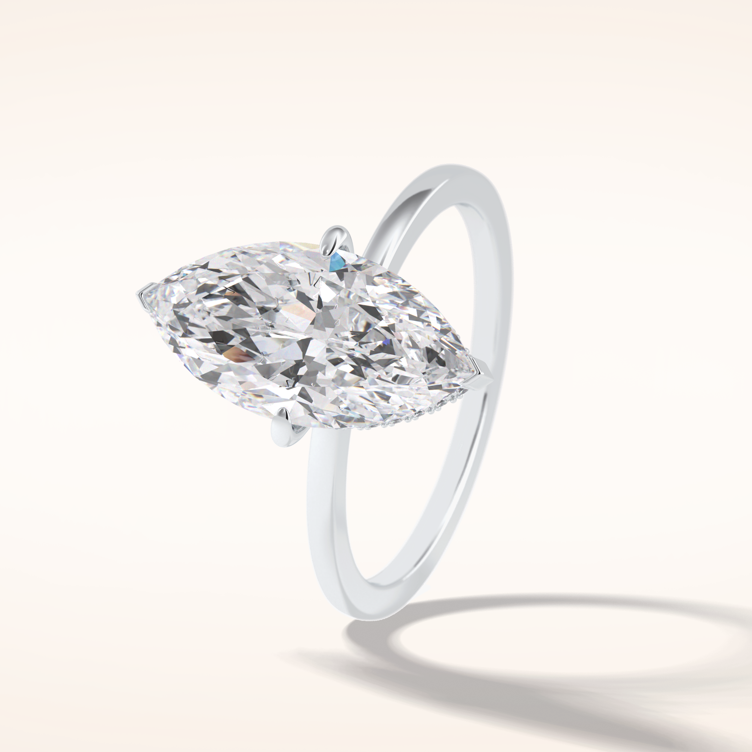 2.79 CT Marquise Shaped Solitaire Moissanite Engagement Ring