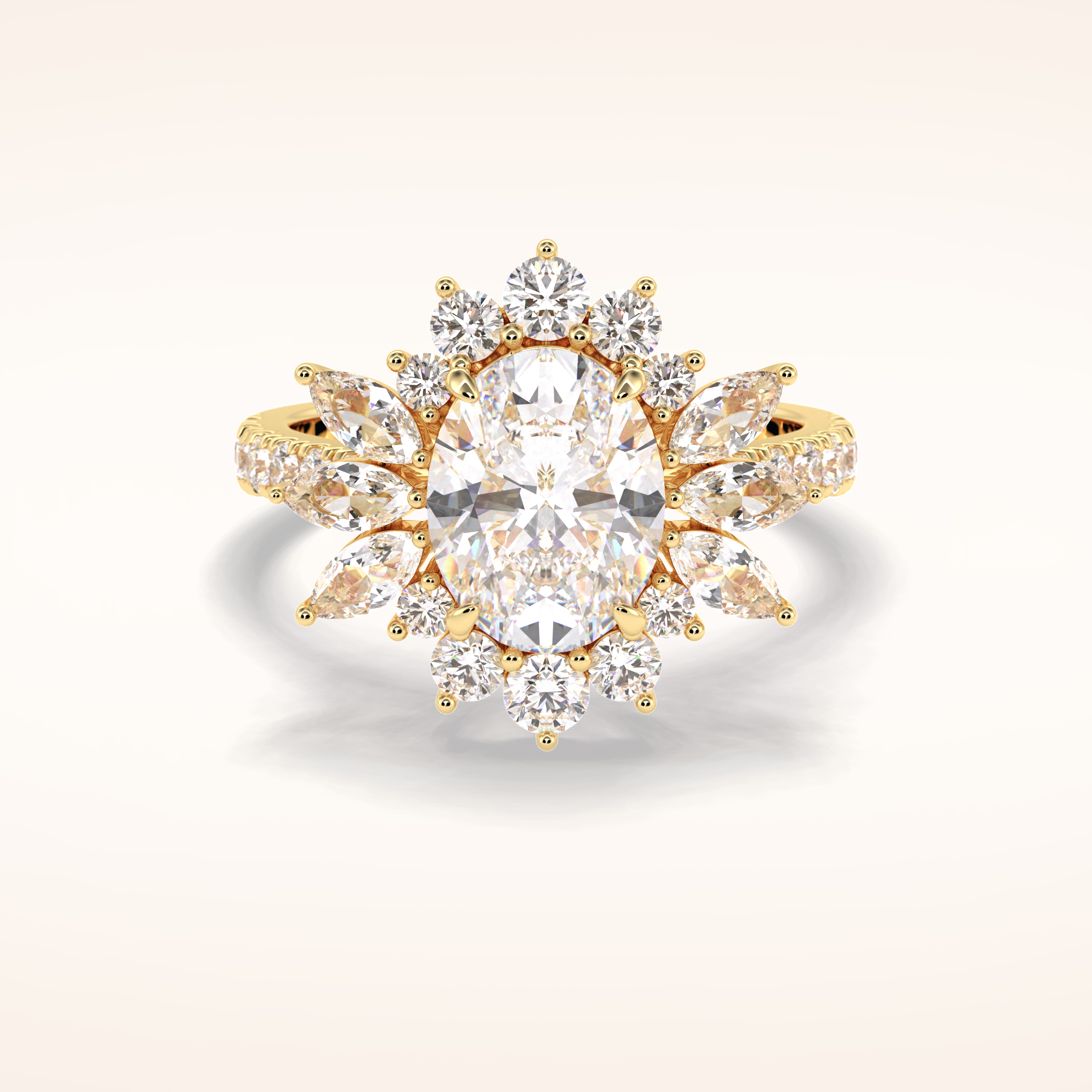2.5 CT Round Shaped Hidden Halo & Pave Moissanite Engagement Ring