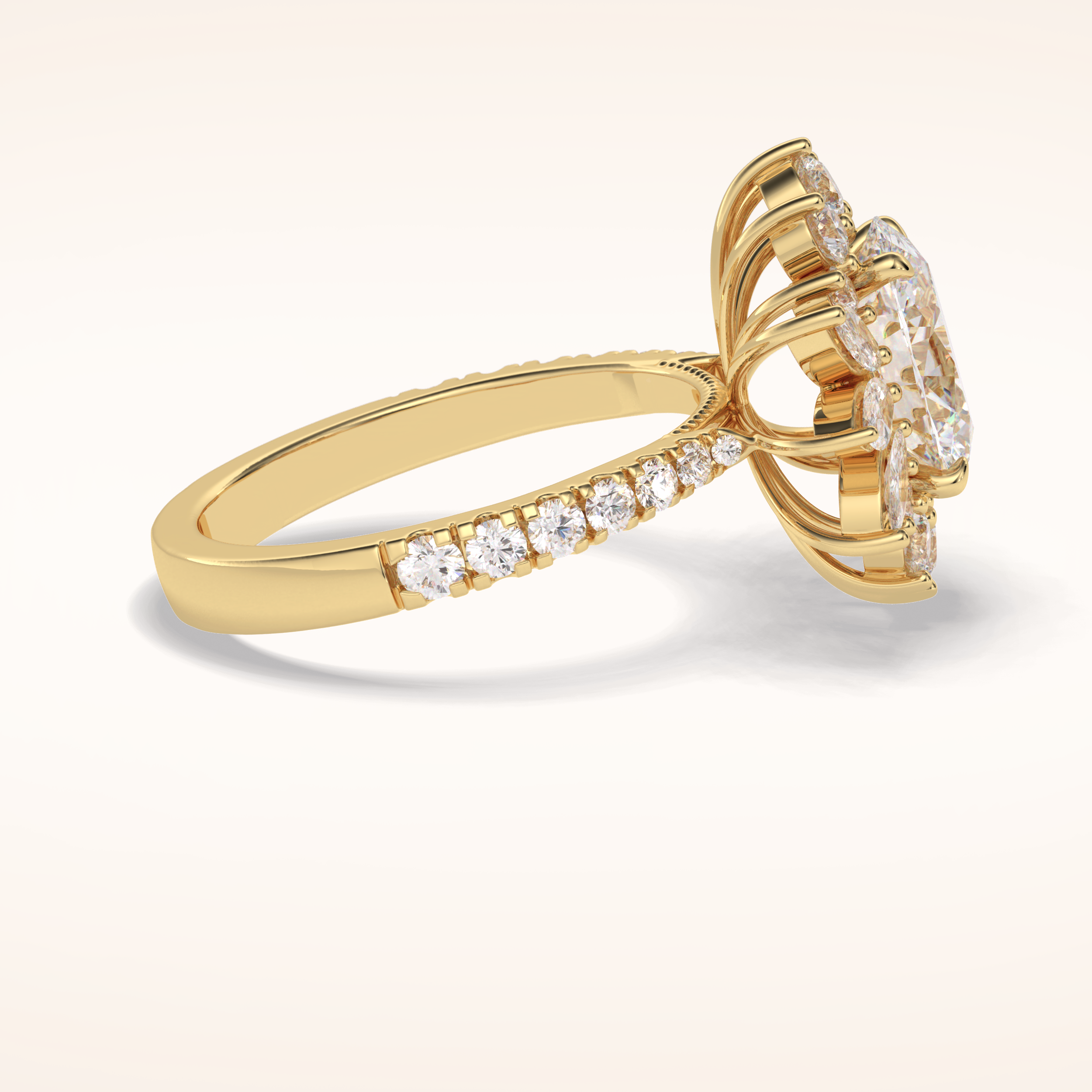 2.5 CT Round Shaped Hidden Halo & Pave Moissanite Engagement Ring