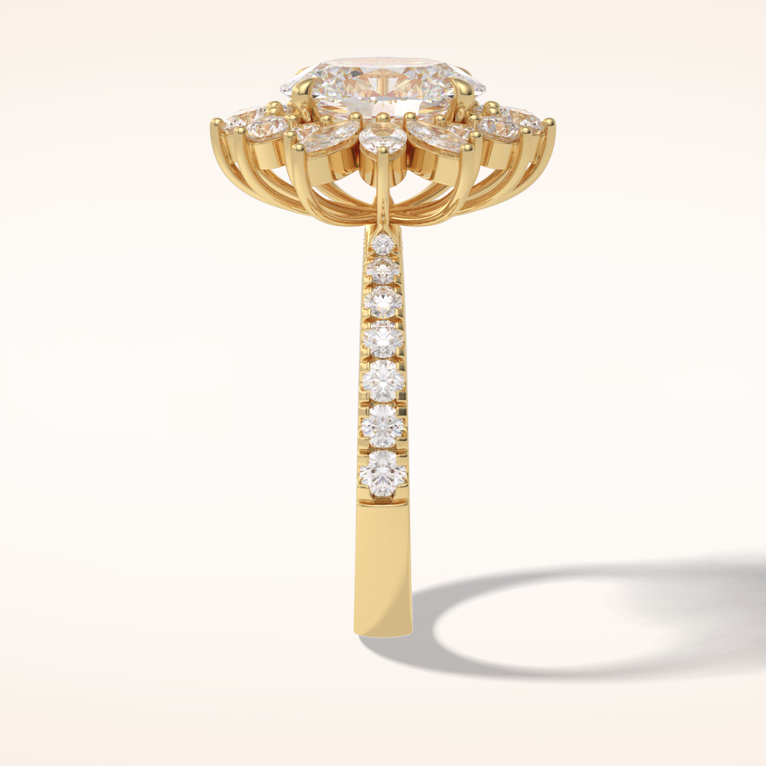 2.5 CT Round Shaped Hidden Halo & Pave Moissanite Engagement Ring