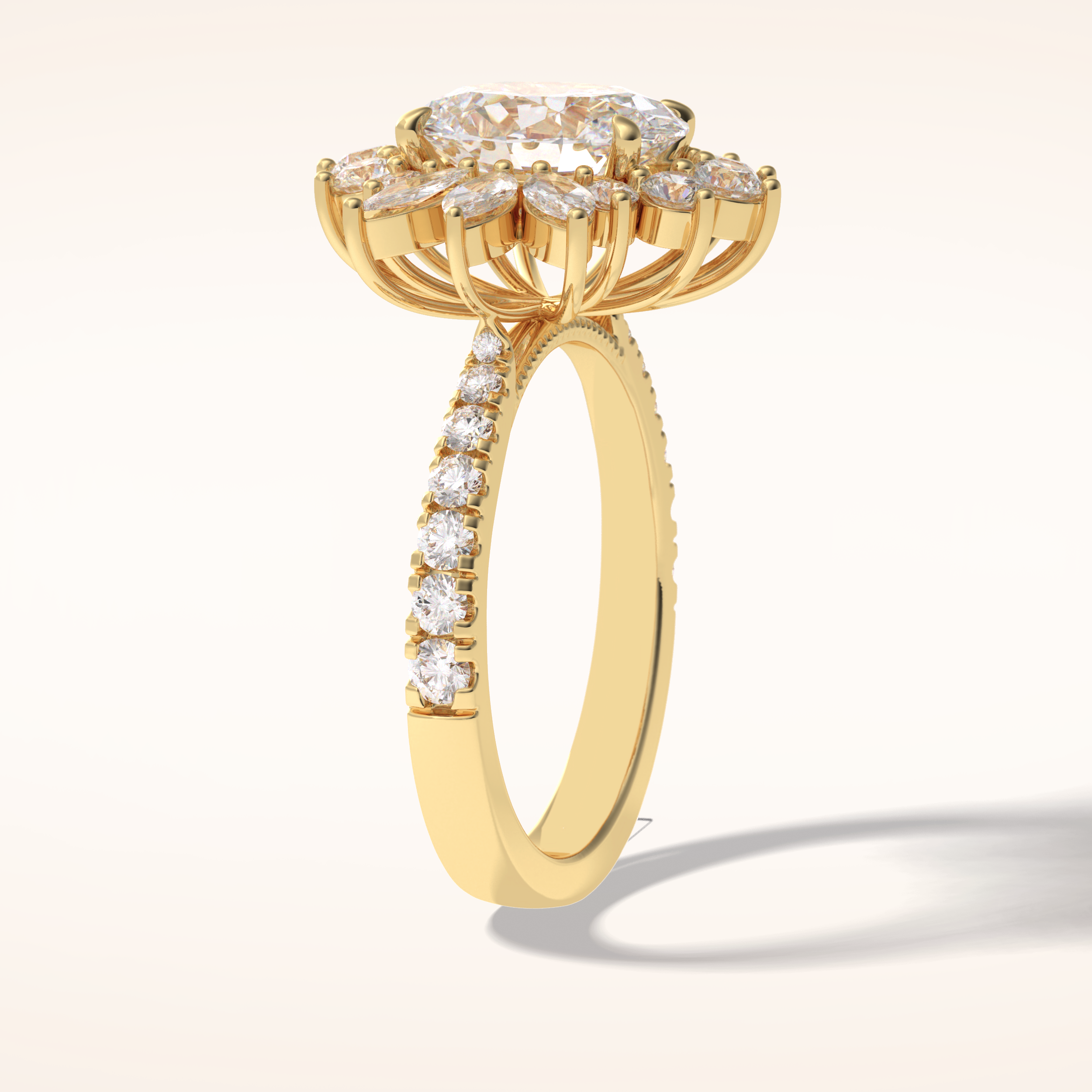 2.5 CT Round Shaped Hidden Halo & Pave Moissanite Engagement Ring