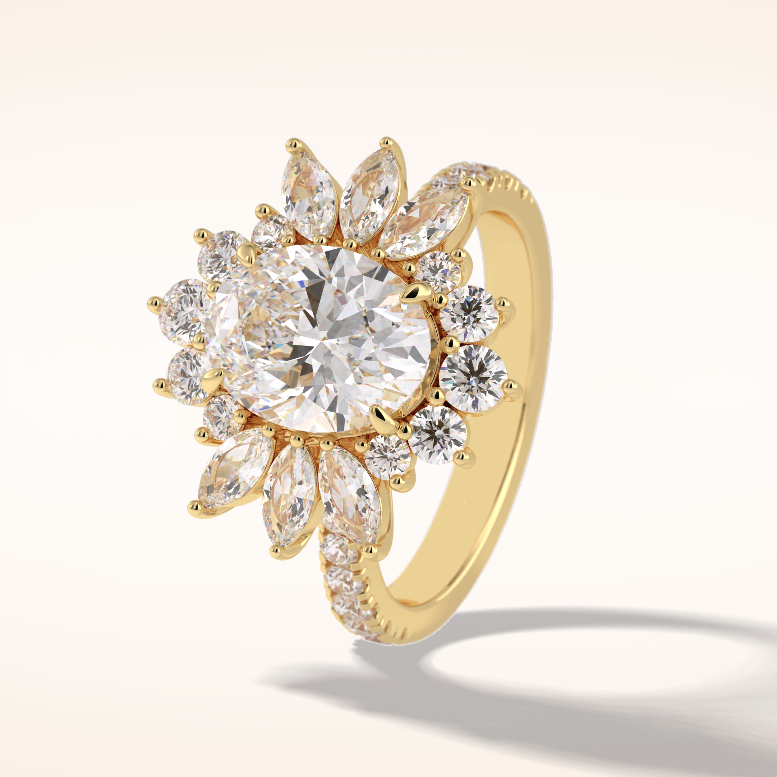 2.5 CT Round Shaped Hidden Halo & Pave Moissanite Engagement Ring