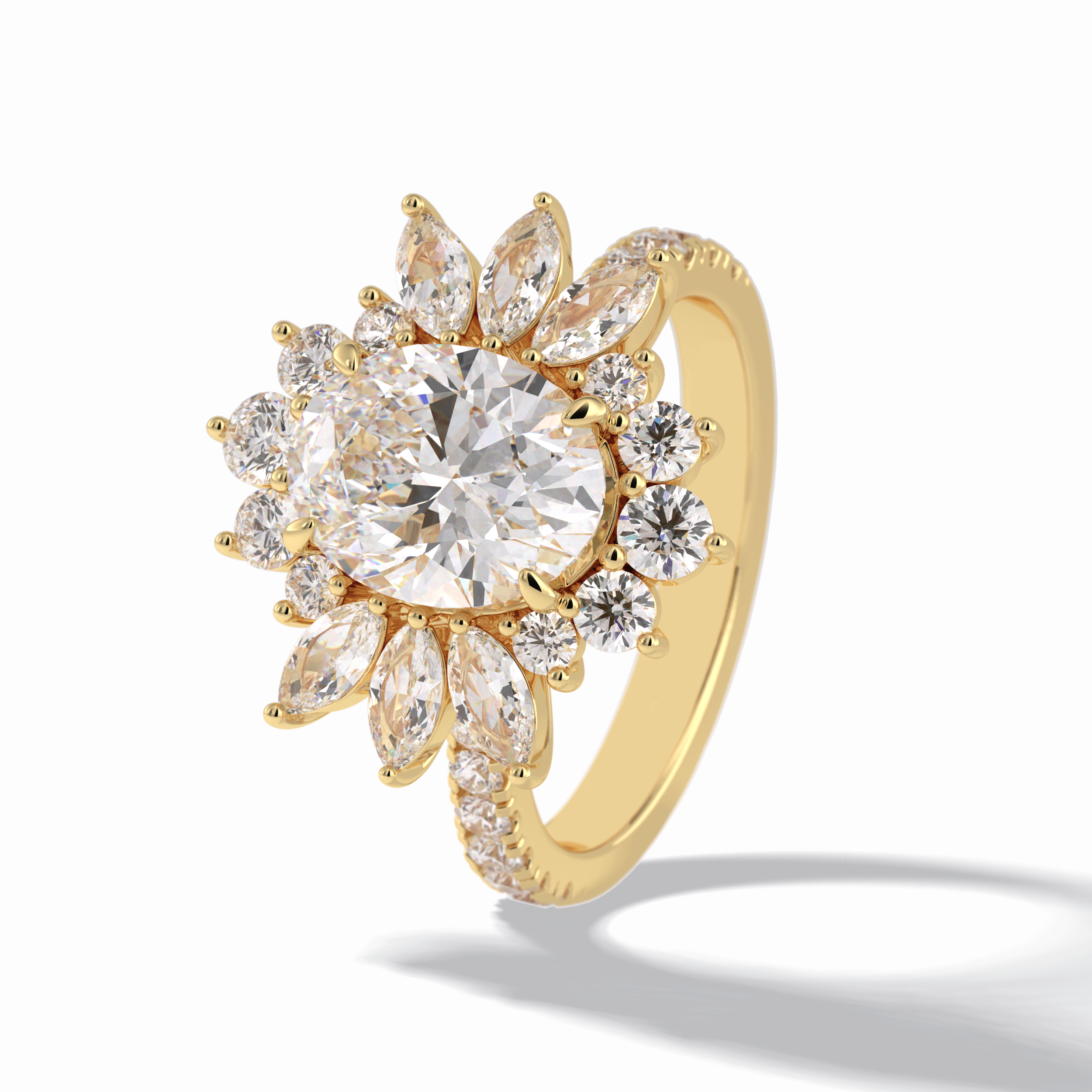 Oval Halo & Pave Lab Grown Diamond Engagement Ring