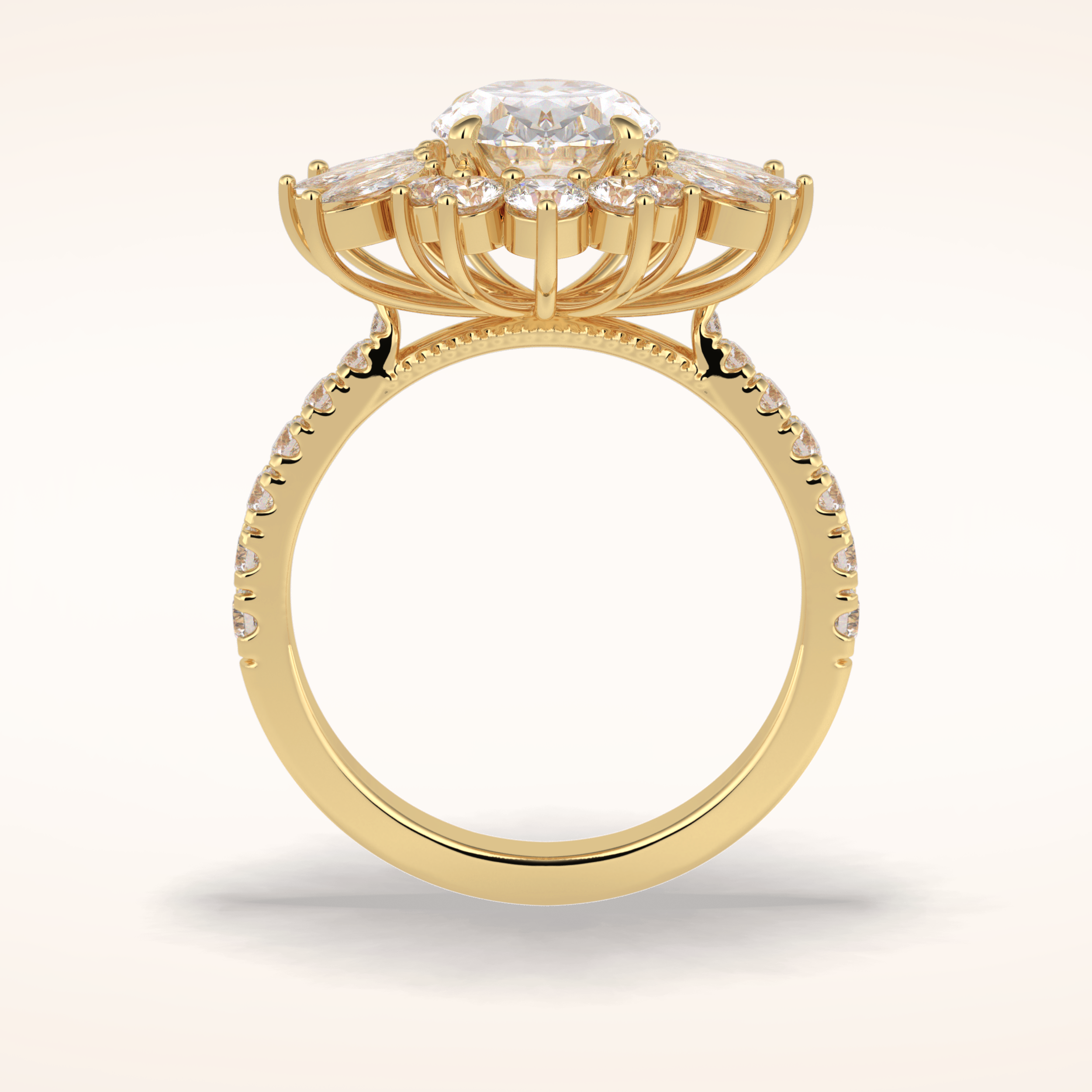 2.5 CT Round Shaped Hidden Halo & Pave Moissanite Engagement Ring