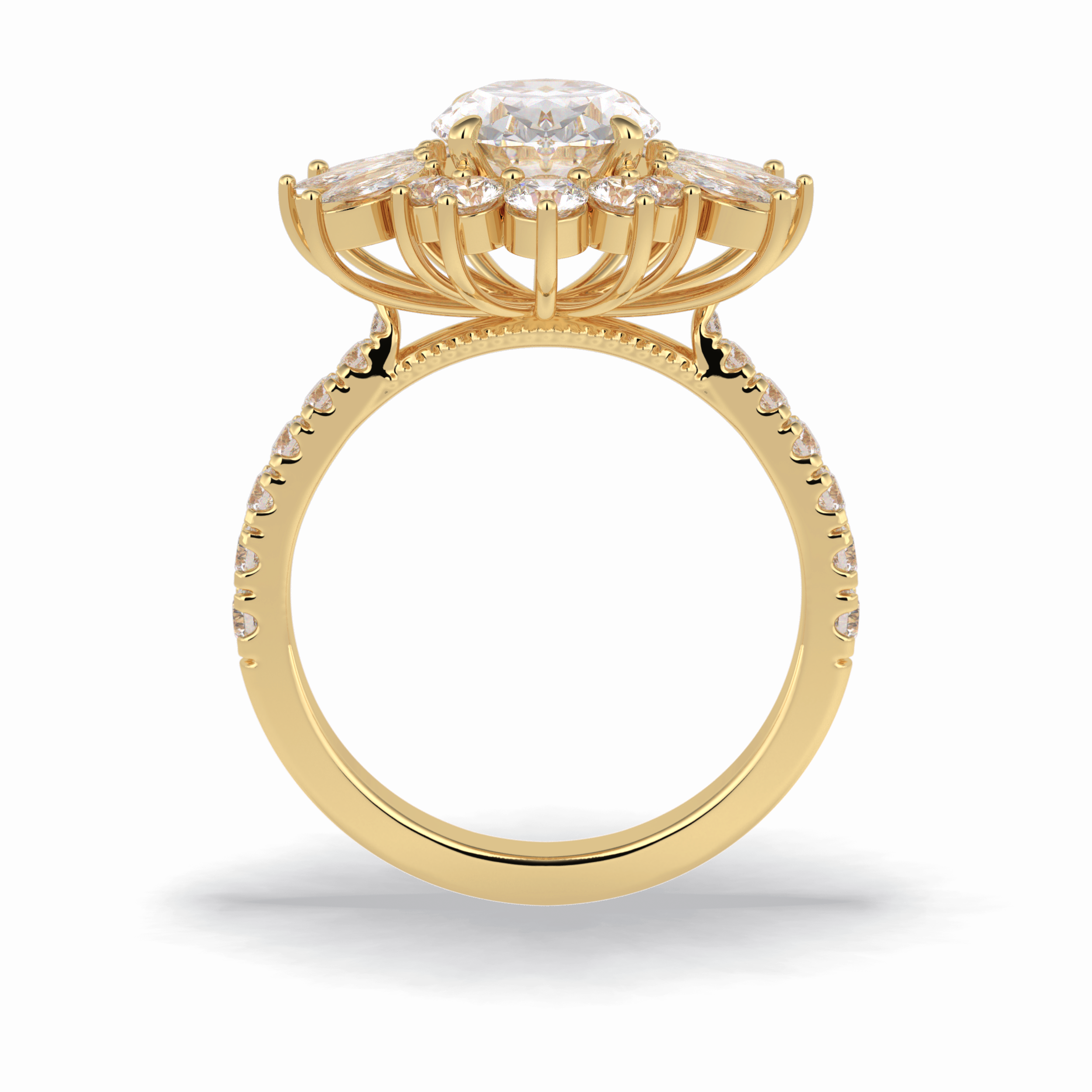 Oval Halo & Pave Lab Grown Diamond Engagement Ring