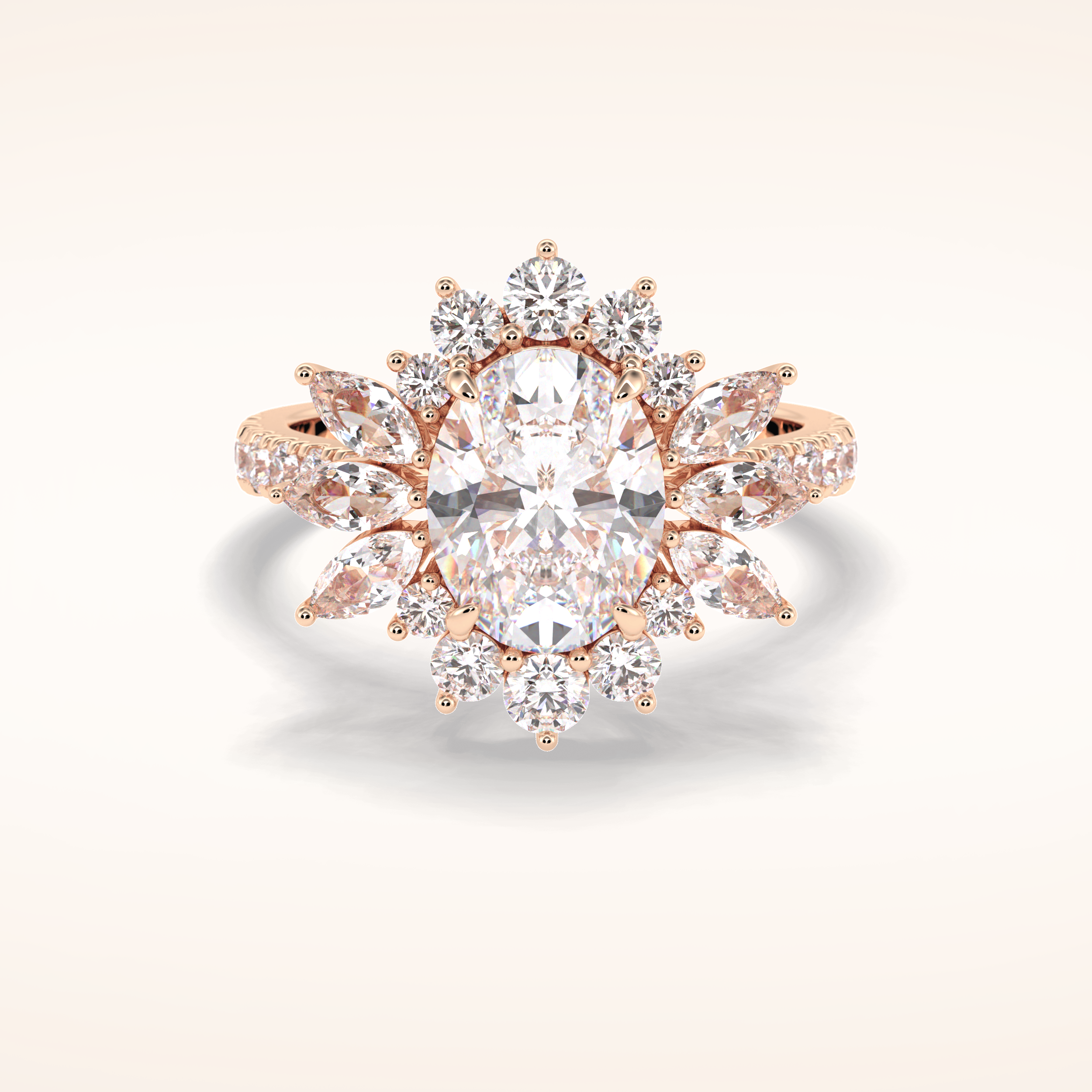 2.5 CT Round Shaped Hidden Halo & Pave Moissanite Engagement Ring