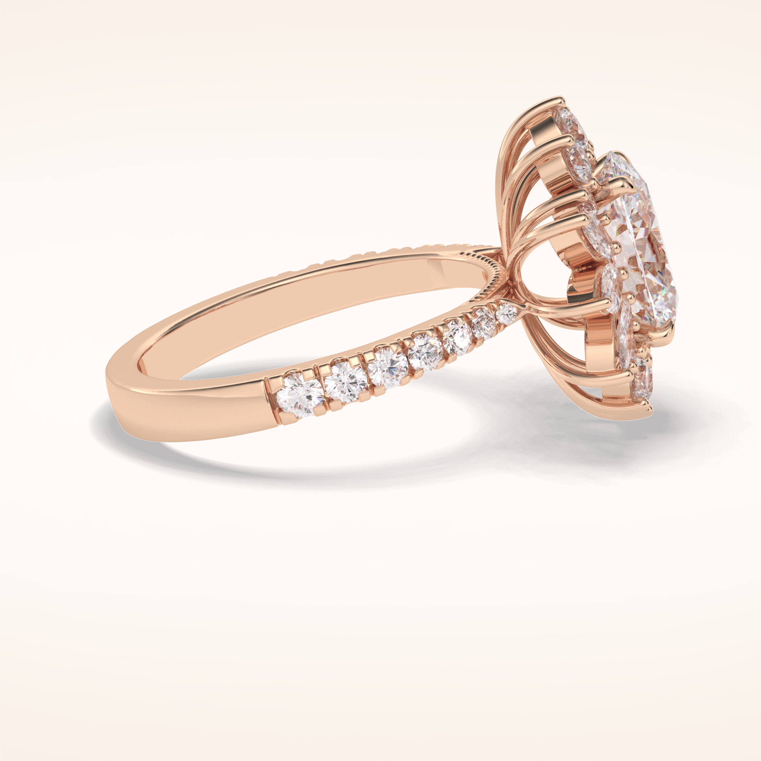 2.5 CT Round Shaped Hidden Halo & Pave Moissanite Engagement Ring