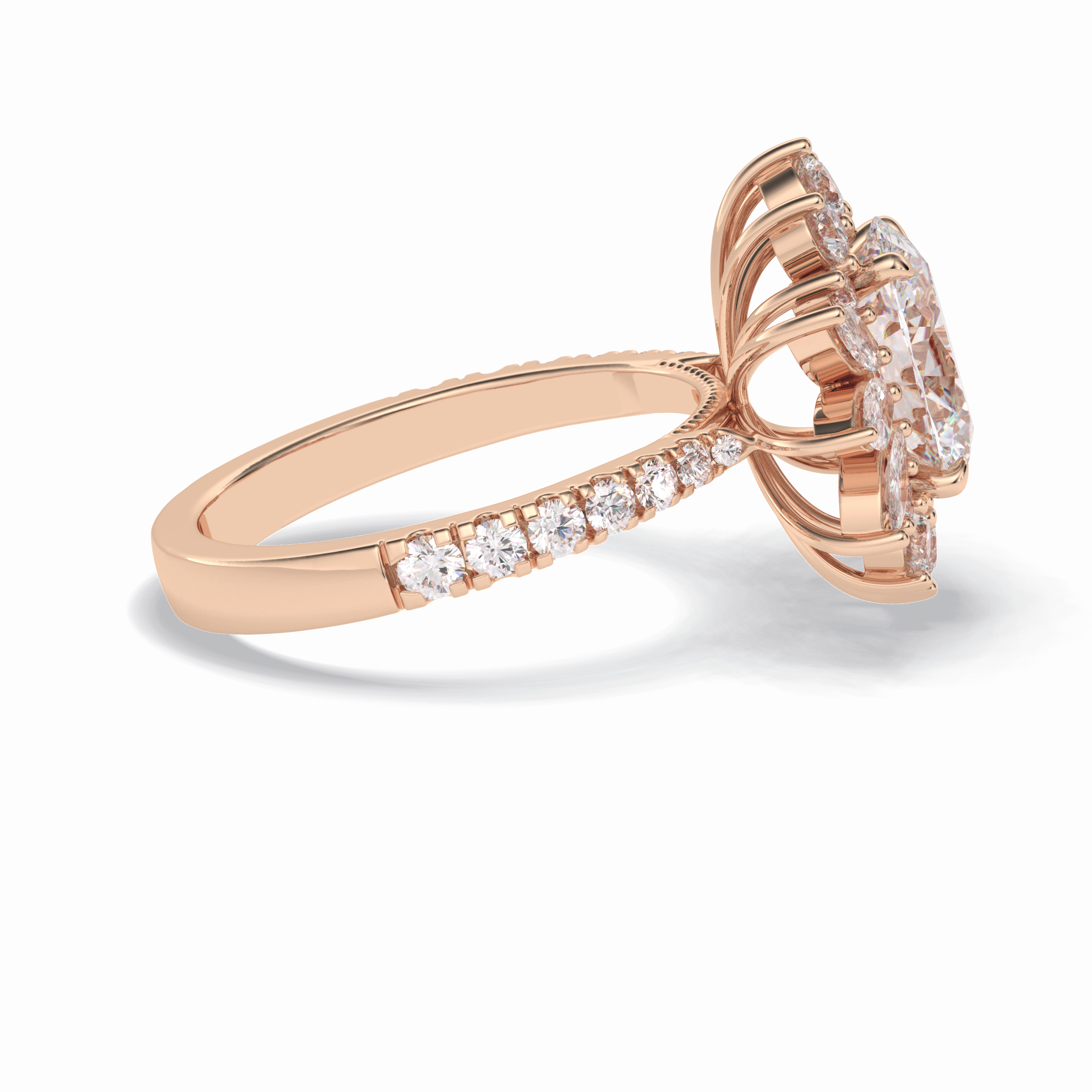 Oval Halo & Pave Lab Grown Diamond Engagement Ring