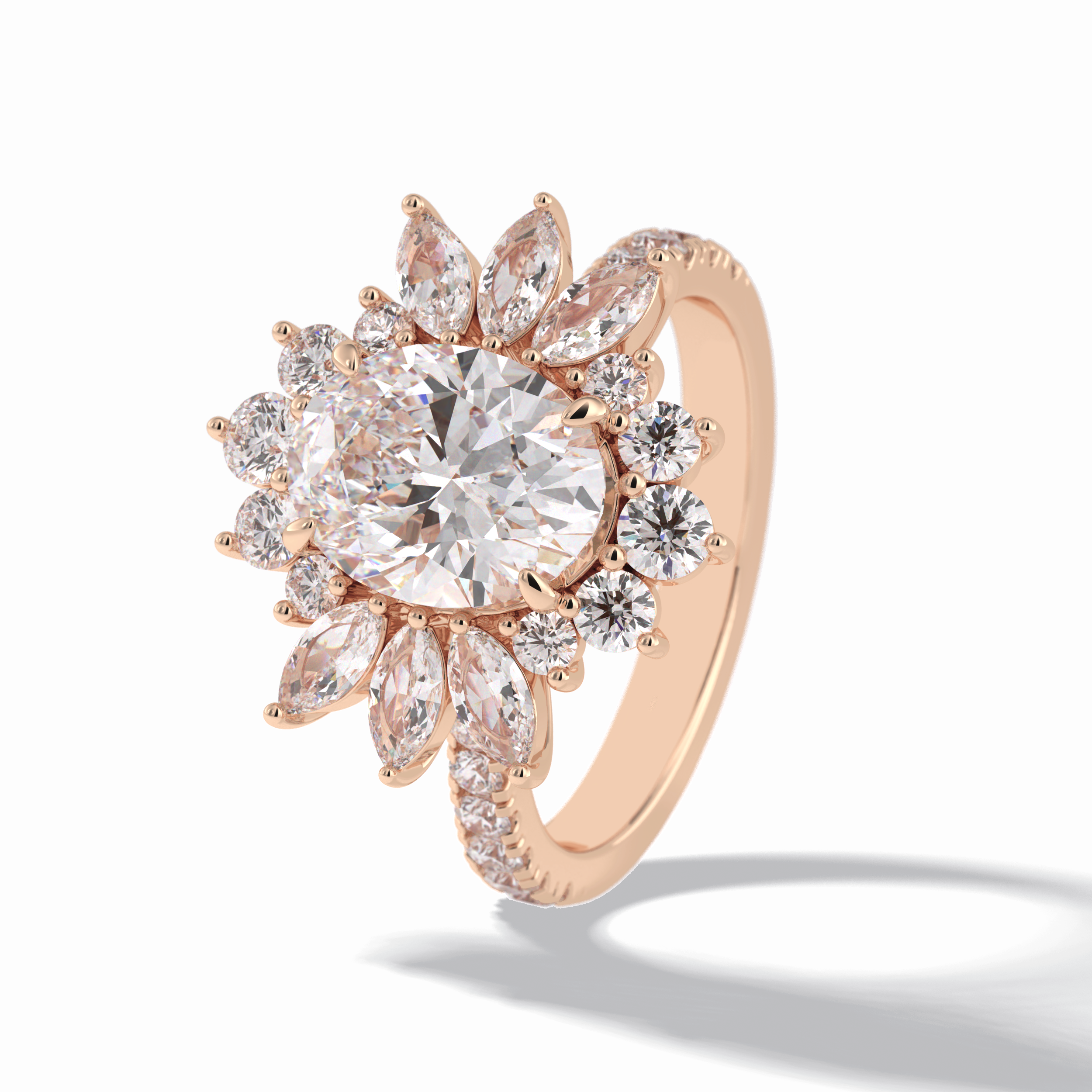 Oval Halo & Pave Lab Grown Diamond Engagement Ring
