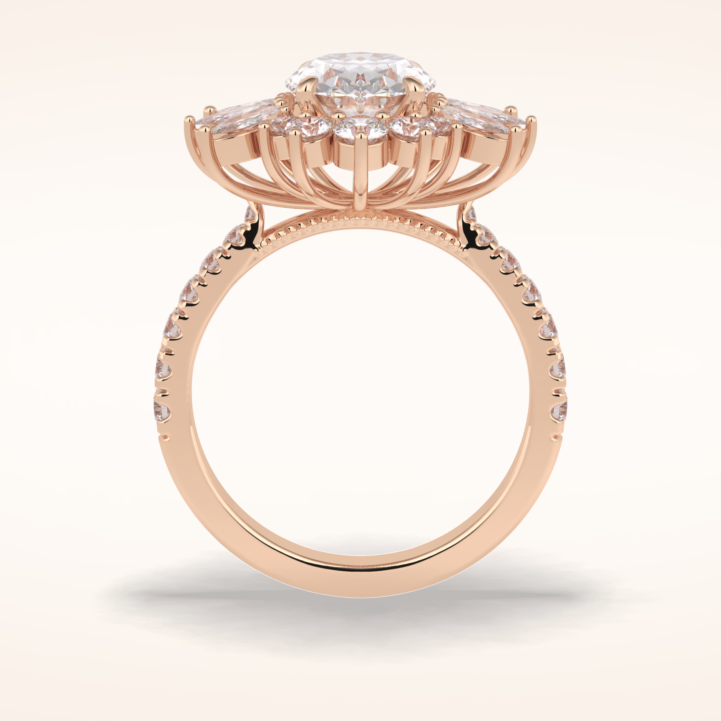 2.5 CT Round Shaped Hidden Halo & Pave Moissanite Engagement Ring