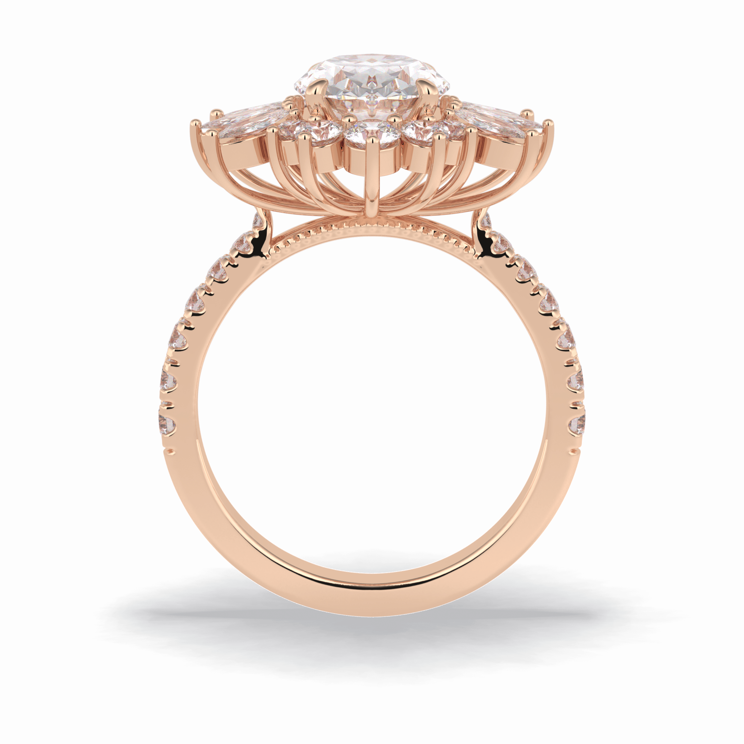 Oval Halo & Pave Lab Grown Diamond Engagement Ring