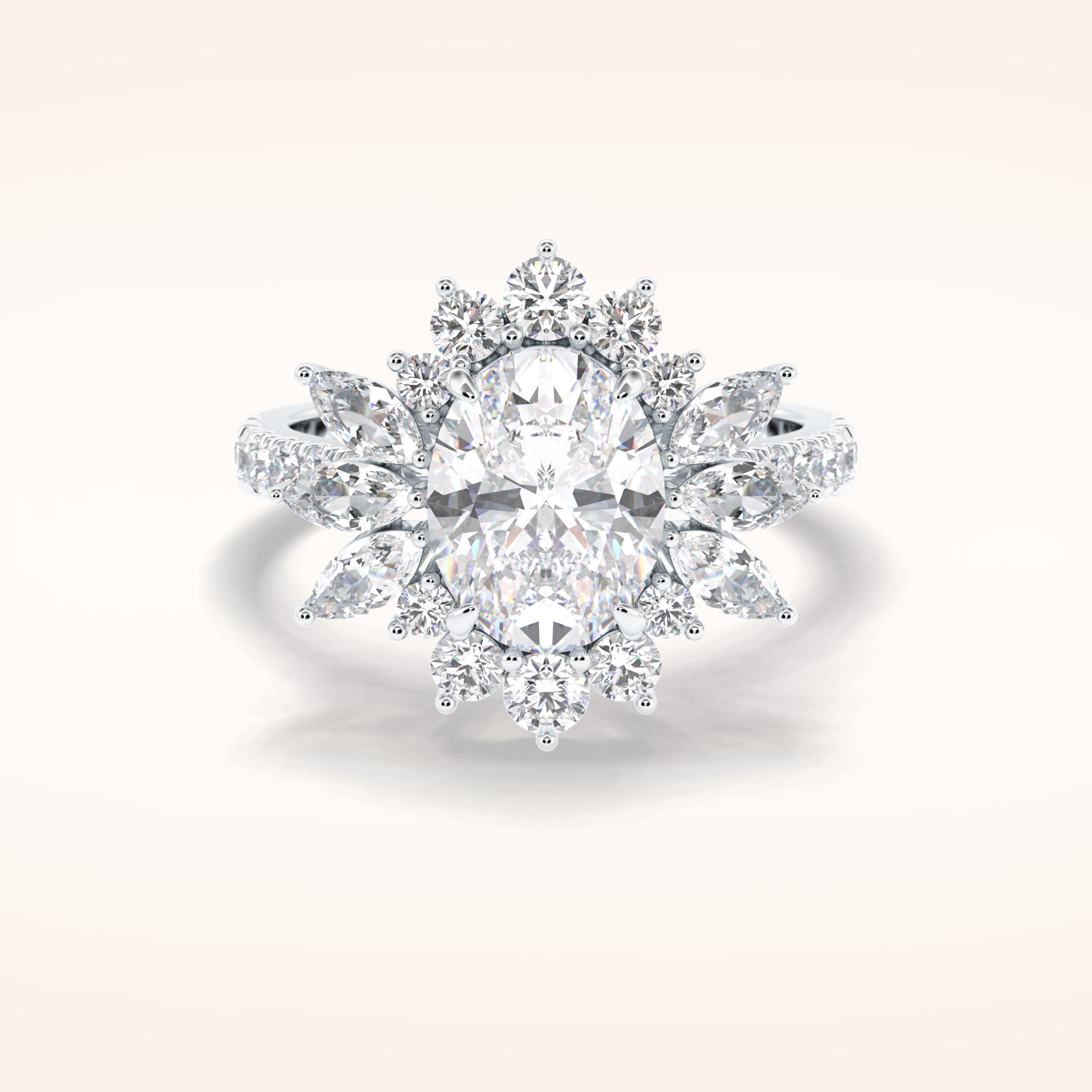 2.5 CT Round Shaped Hidden Halo & Pave Moissanite Engagement Ring