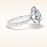 2.5 CT Round Shaped Hidden Halo & Pave Moissanite Engagement Ring