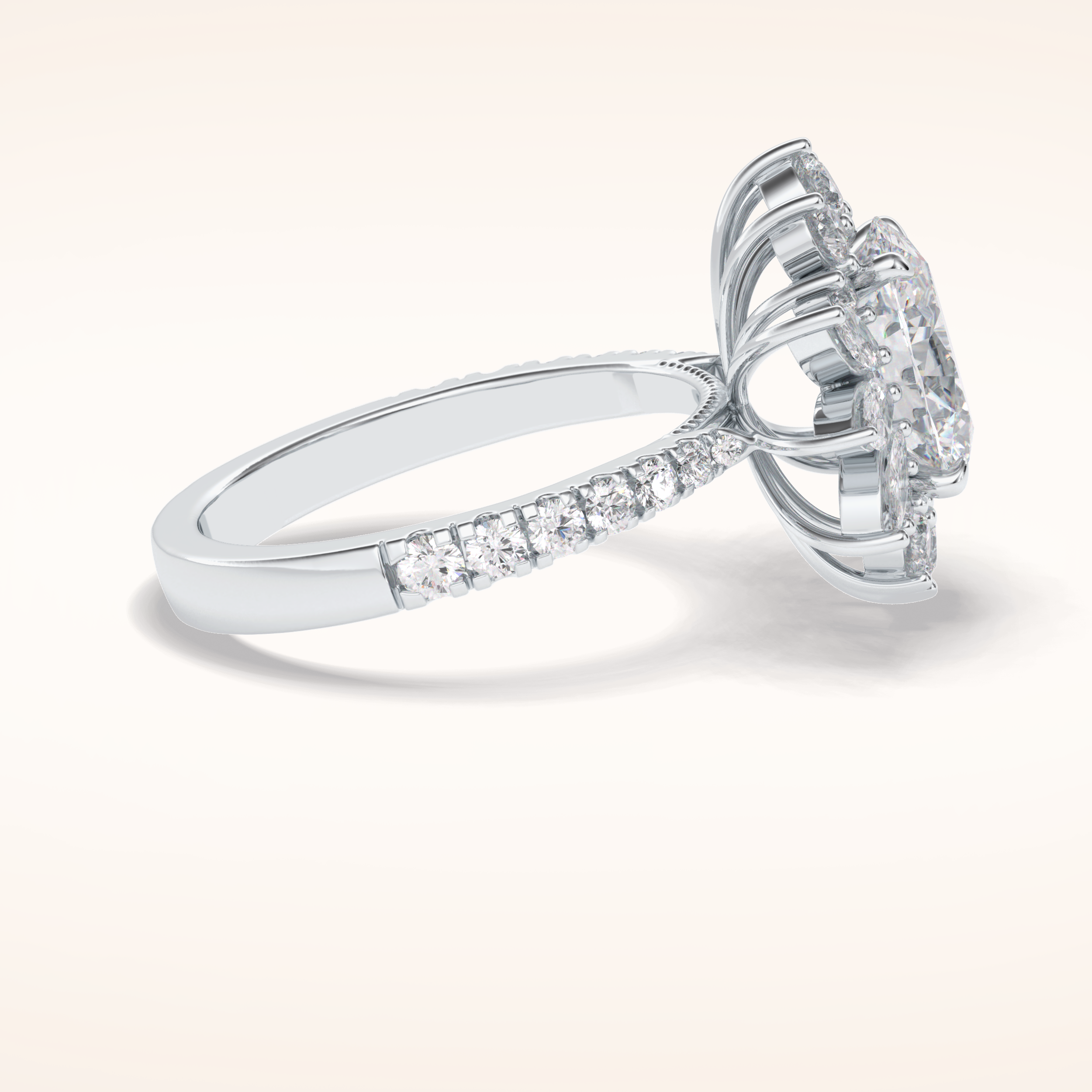 2.5 CT Round Shaped Hidden Halo & Pave Moissanite Engagement Ring