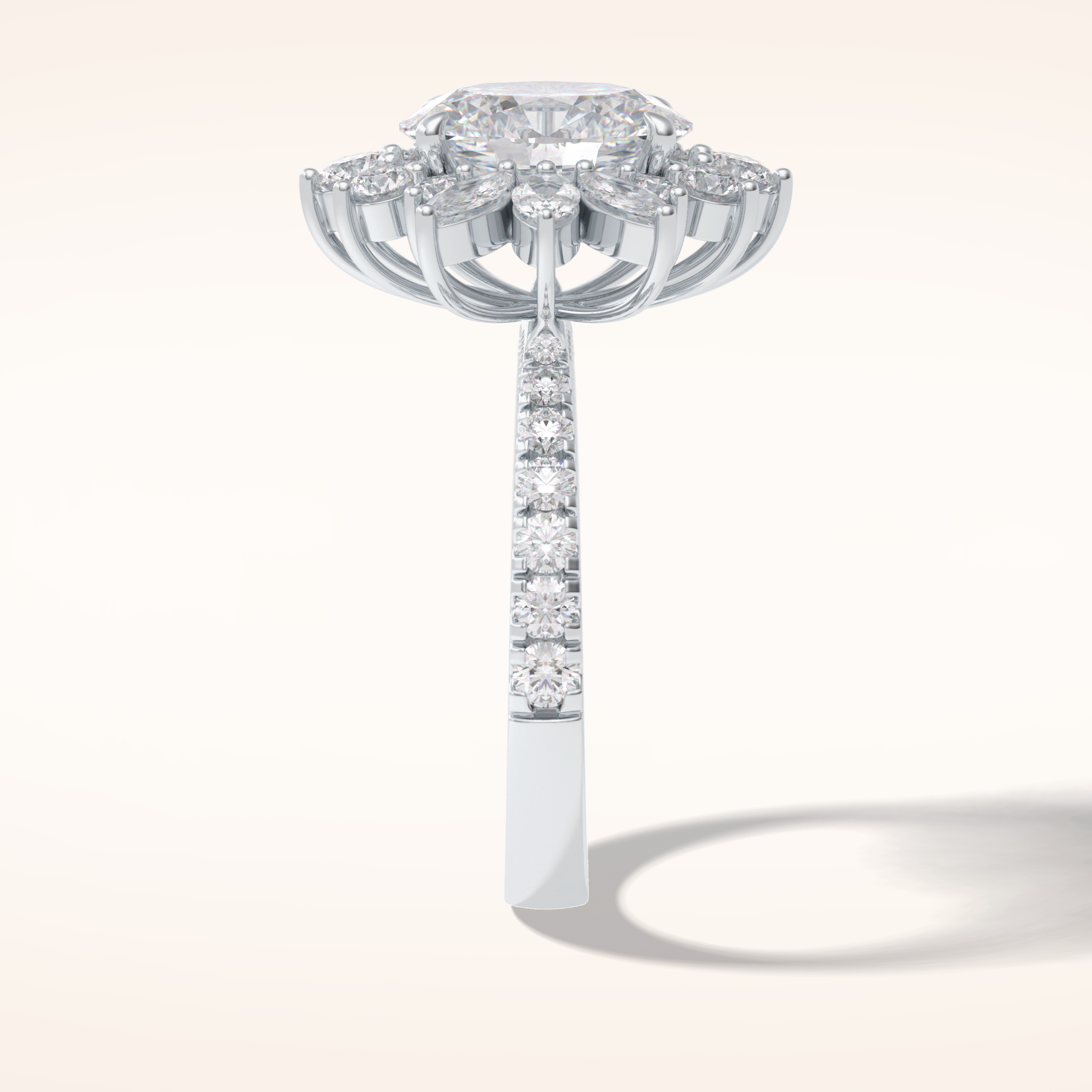 2.5 CT Round Shaped Hidden Halo & Pave Moissanite Engagement Ring