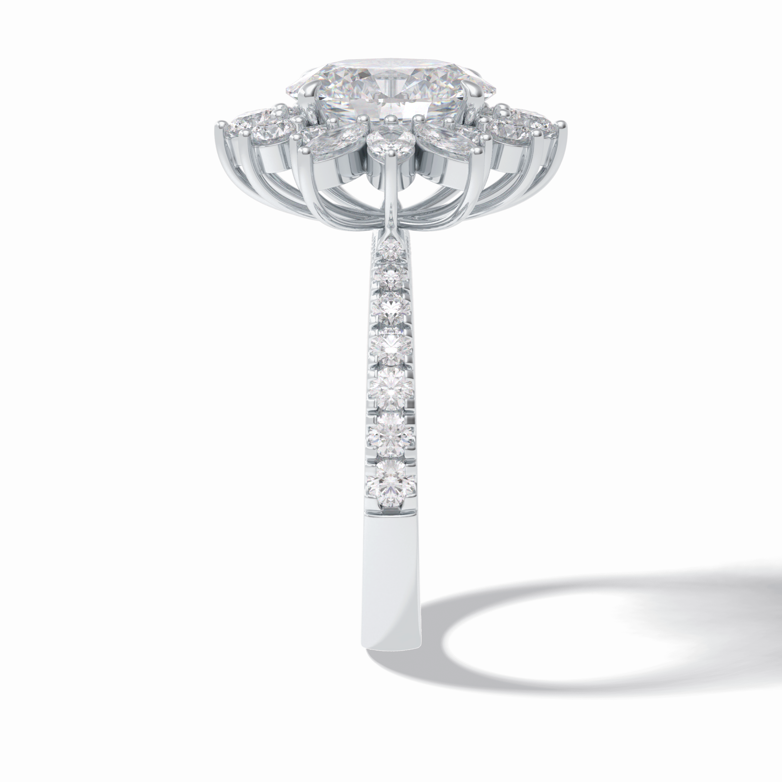 Oval Halo & Pave Lab Grown Diamond Engagement Ring