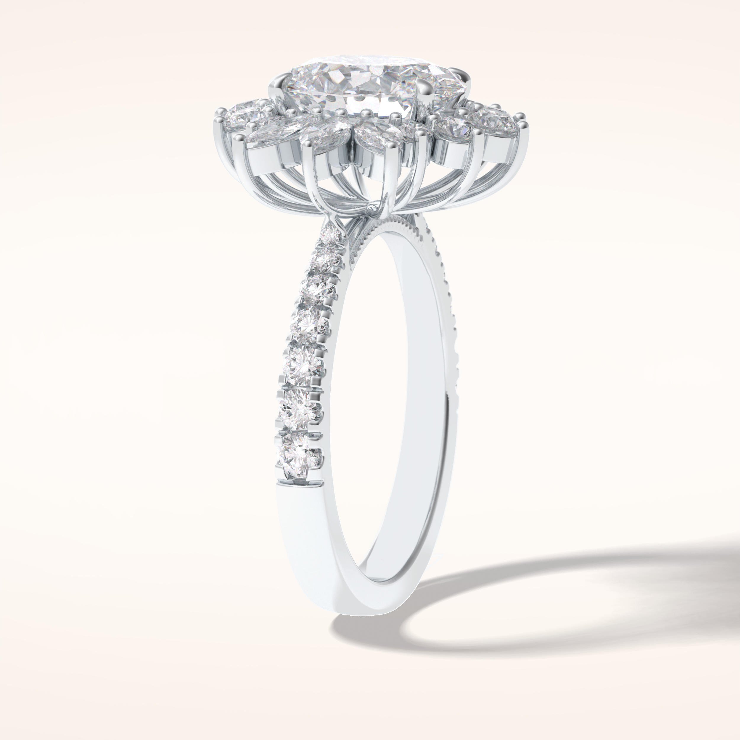 2.5 CT Round Shaped Hidden Halo & Pave Moissanite Engagement Ring