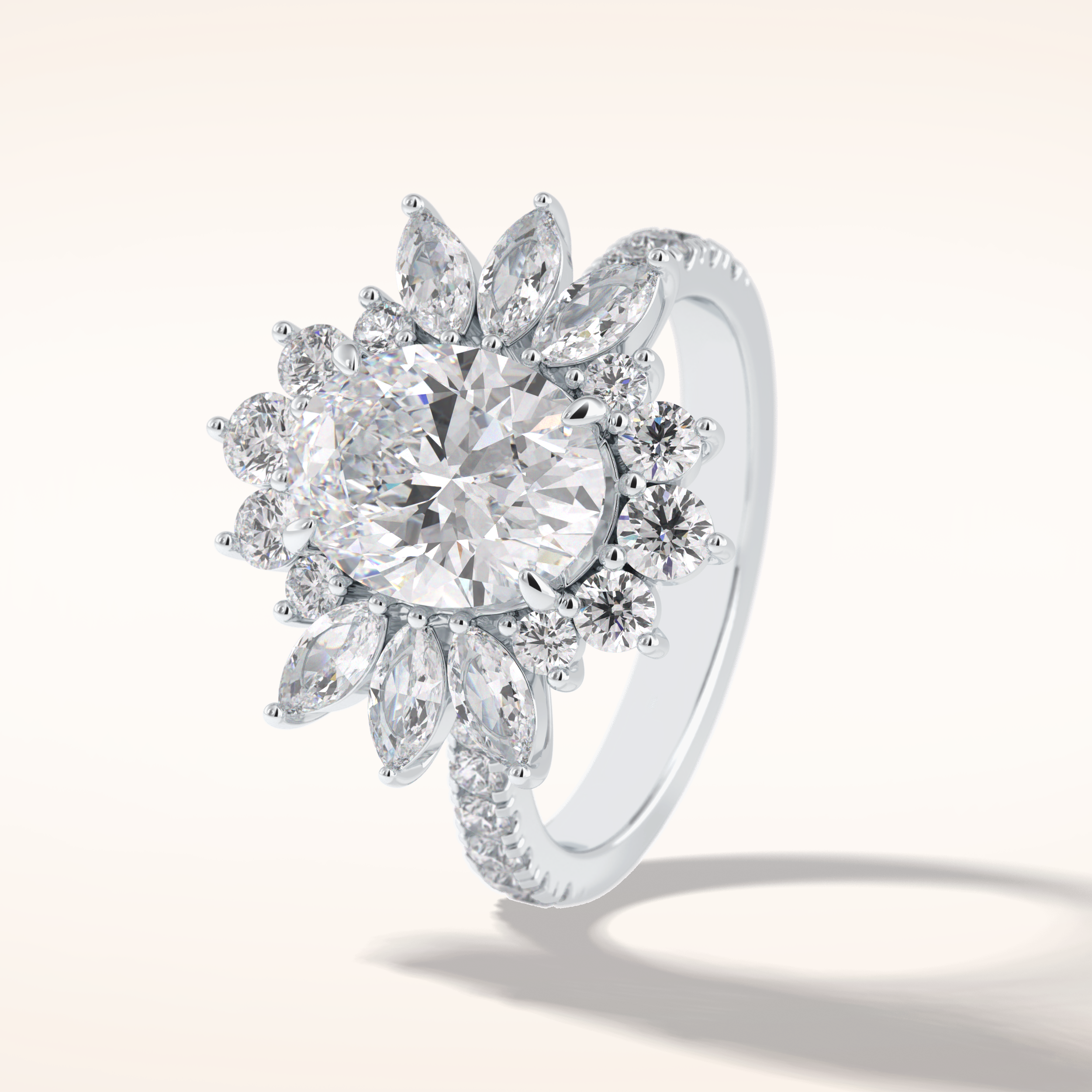 2.5 CT Round Shaped Hidden Halo & Pave Moissanite Engagement Ring