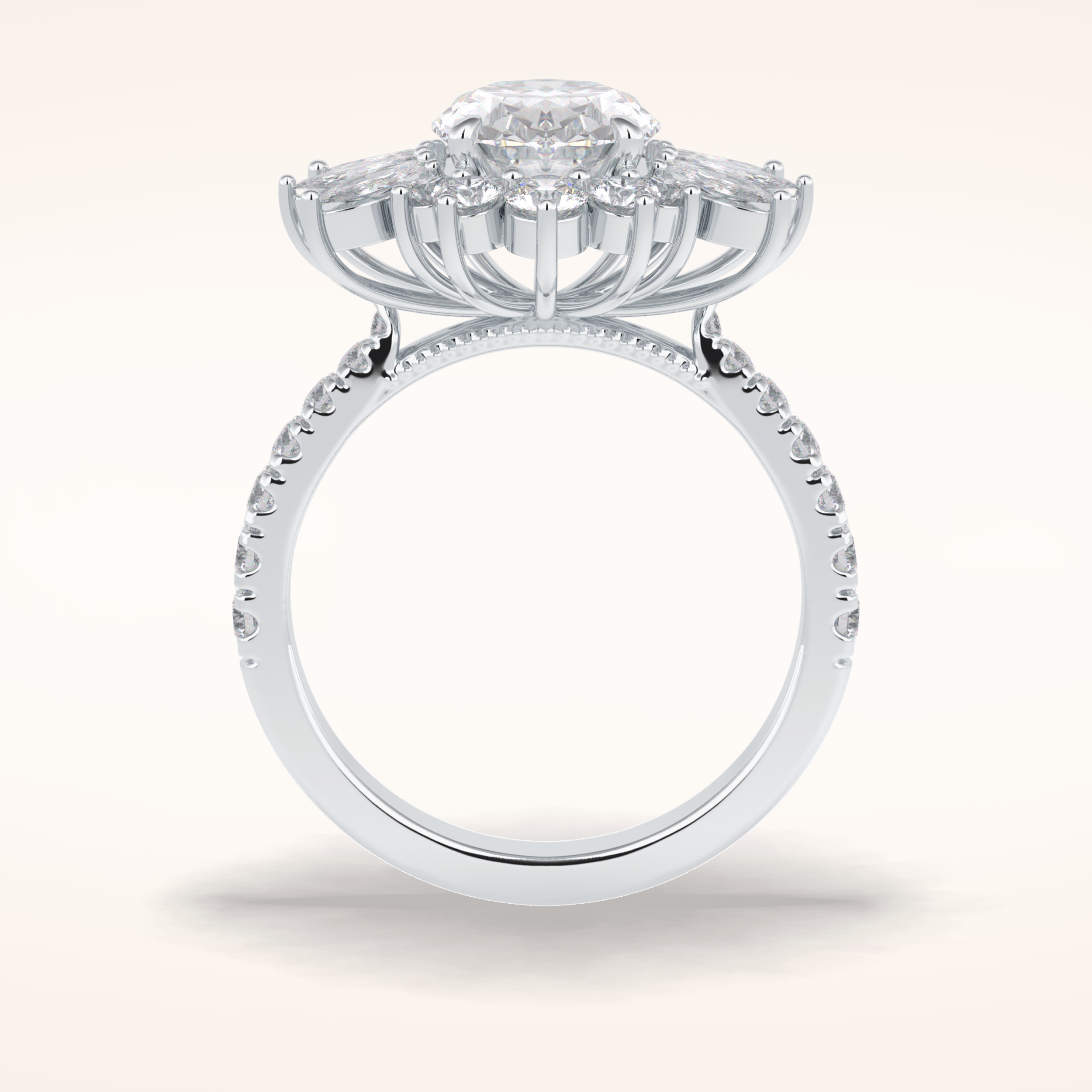2.5 CT Round Shaped Hidden Halo & Pave Moissanite Engagement Ring