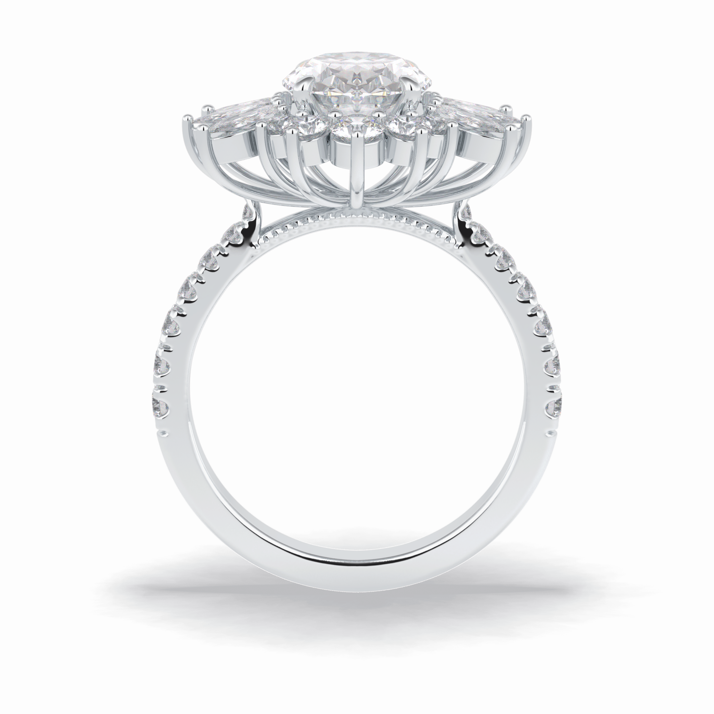 Oval Halo & Pave Lab Grown Diamond Engagement Ring