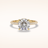 2.5 CT Round Shaped Hidden Halo & Pave Moissanite Engagement Ring