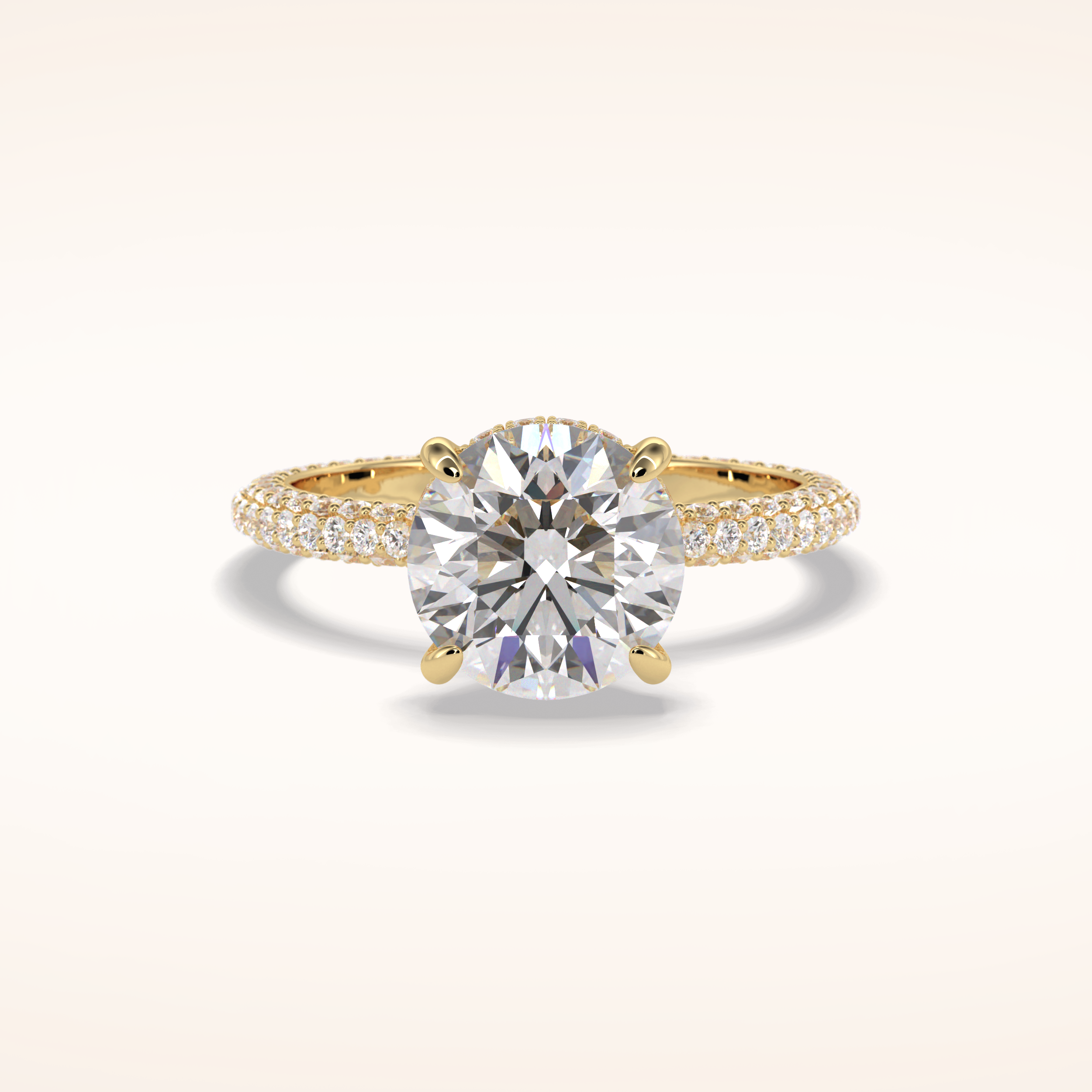 2.5 CT Round Shaped Hidden Halo & Pave Moissanite Engagement Ring