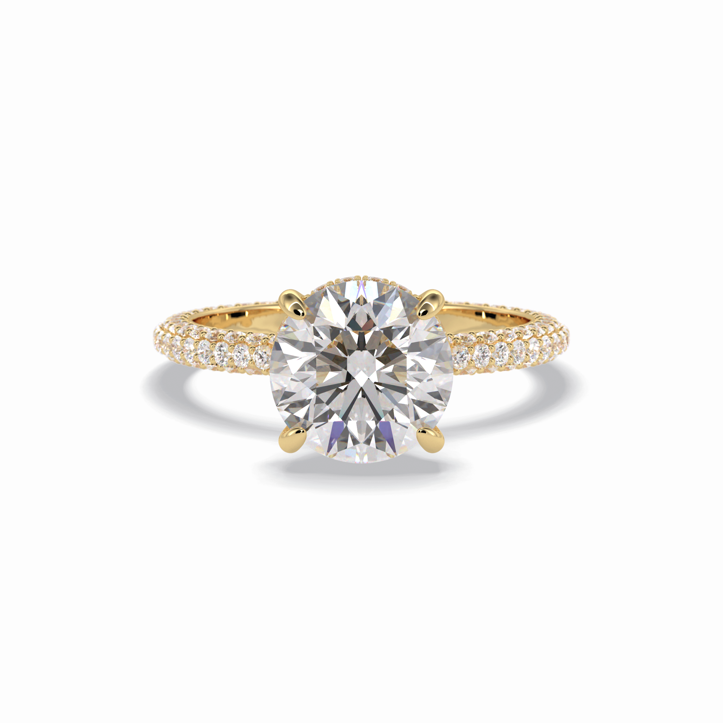 Round Hidden Halo & Pave Lab Grown Diamond Engagement Ring