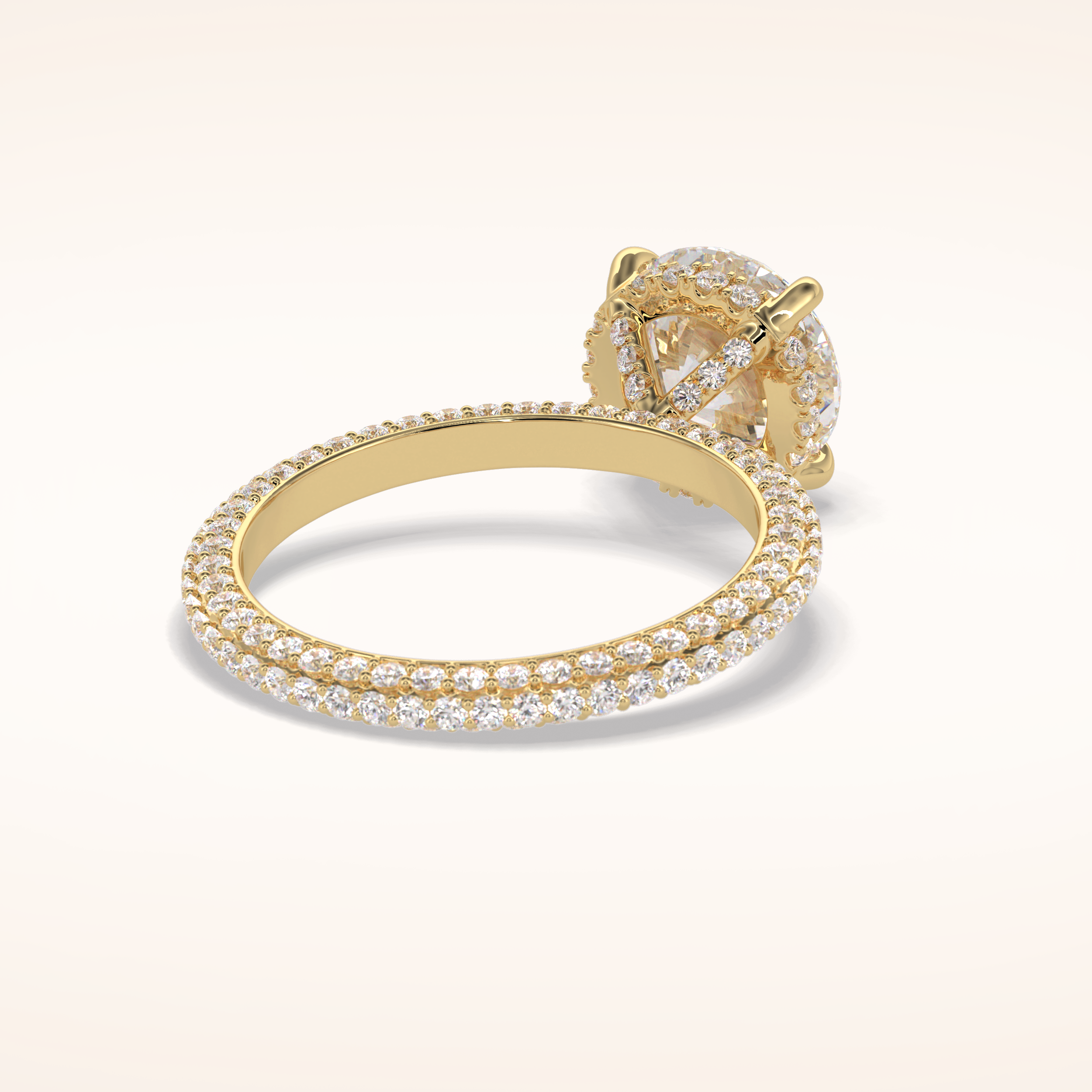 2.5 CT Round Shaped Hidden Halo & Pave Moissanite Engagement Ring