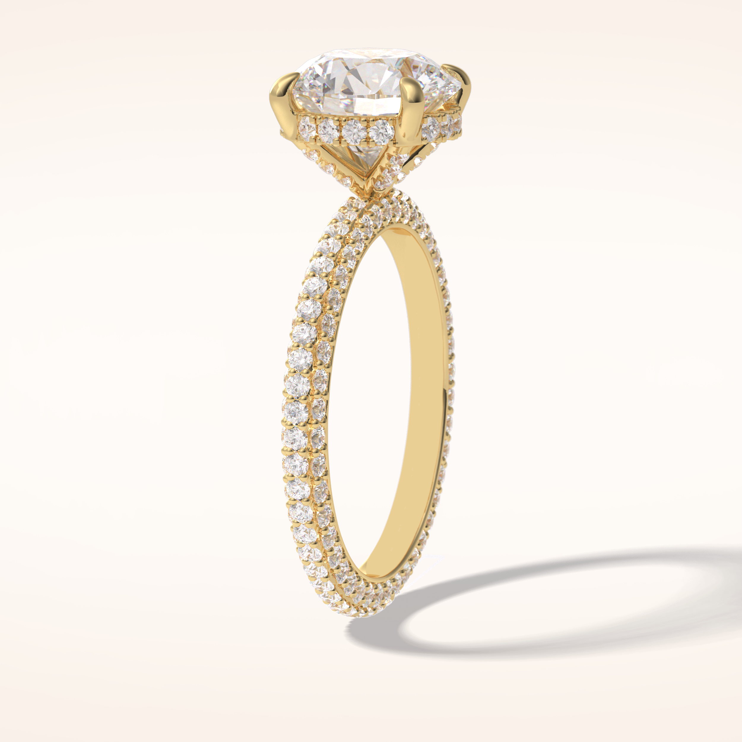 2.5 CT Round Shaped Hidden Halo & Pave Moissanite Engagement Ring