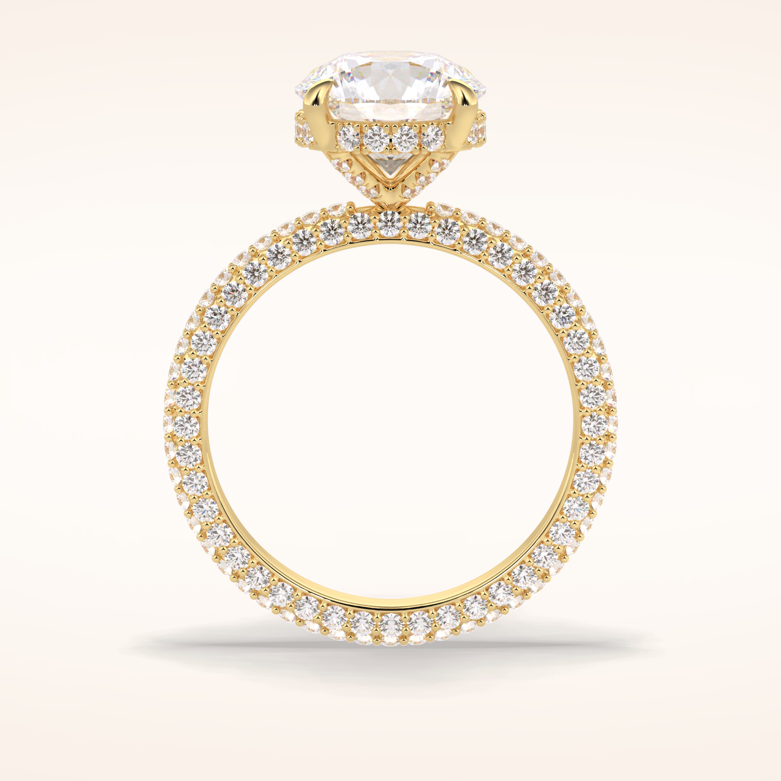 2.5 CT Round Shaped Hidden Halo & Pave Moissanite Engagement Ring