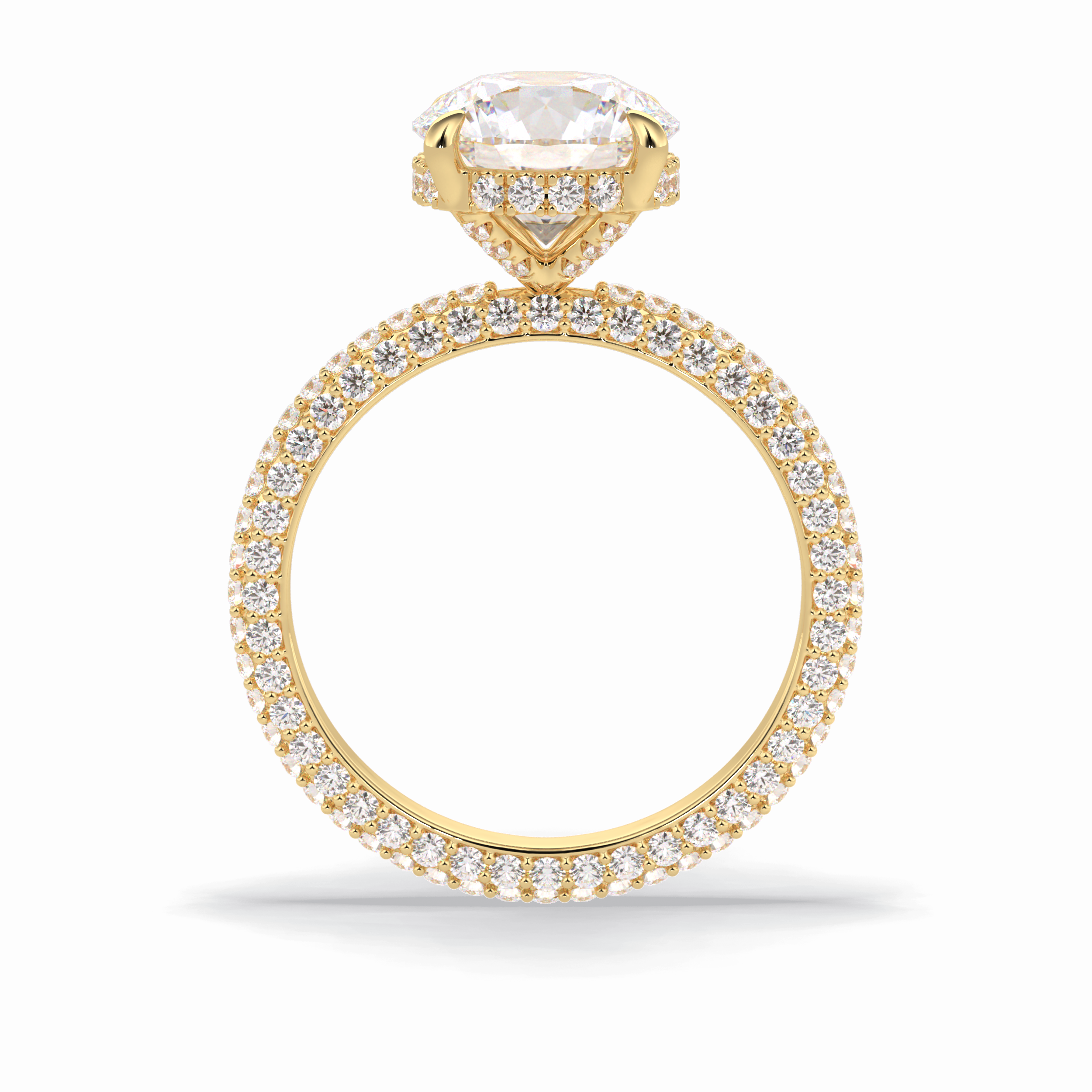 Round Hidden Halo & Pave Lab Grown Diamond Engagement Ring