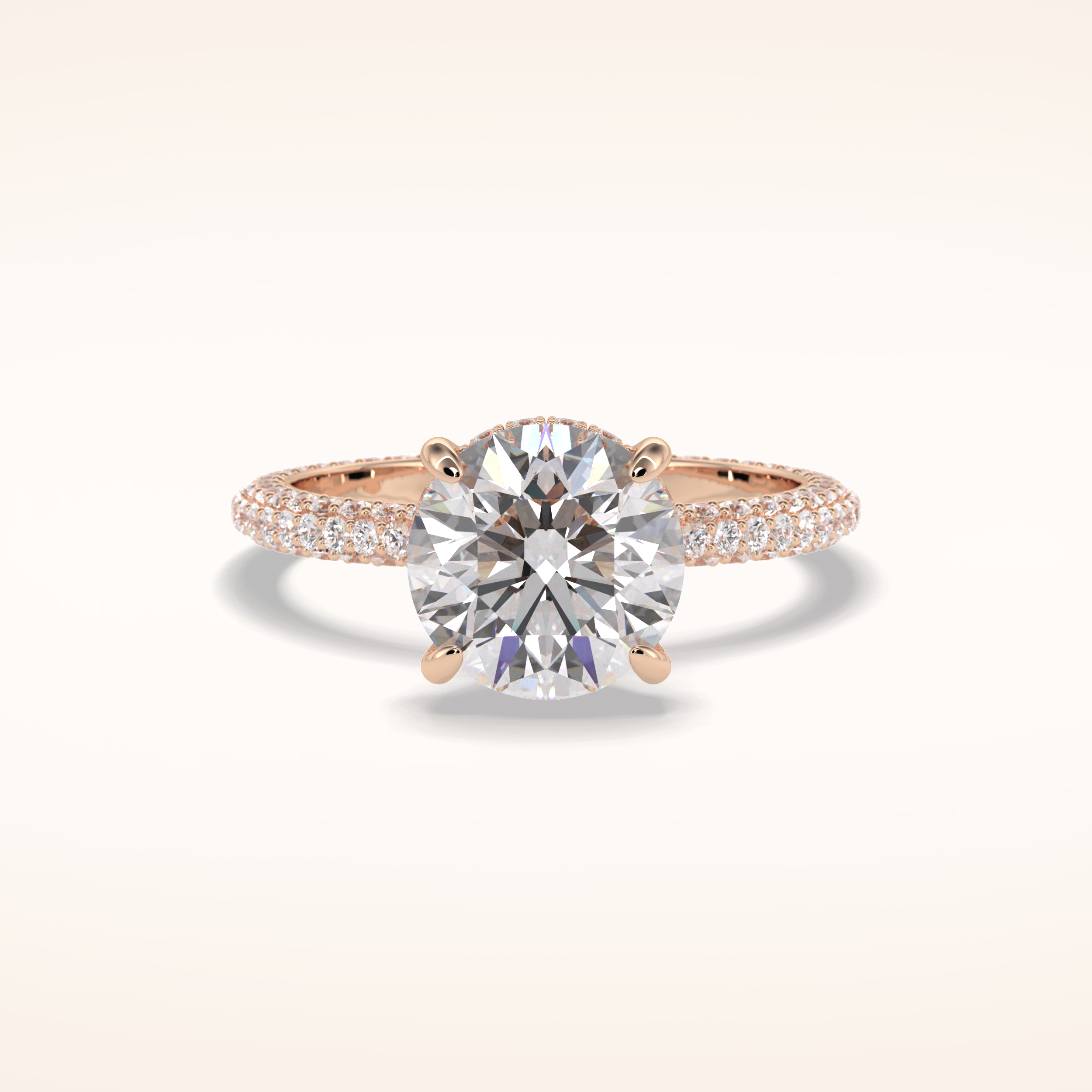 2.5 CT Round Shaped Hidden Halo & Pave Moissanite Engagement Ring