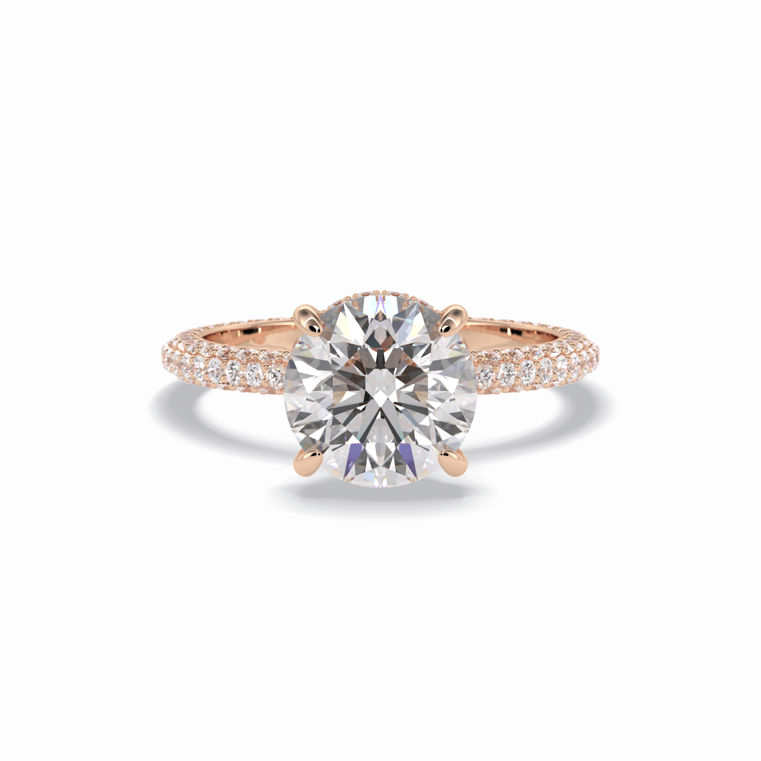Round Hidden Halo & Pave Lab Grown Diamond Engagement Ring