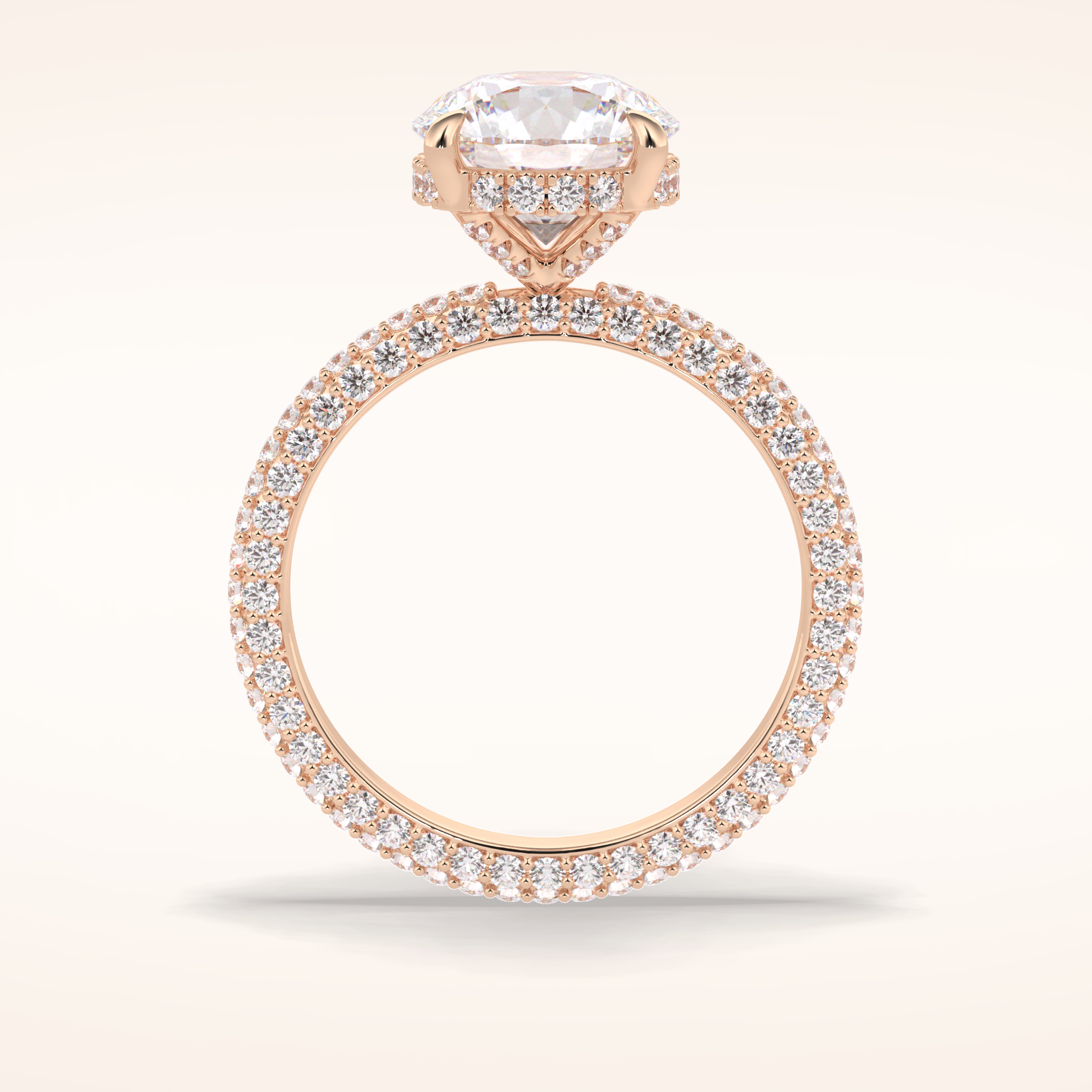 2.5 CT Round Shaped Hidden Halo & Pave Moissanite Engagement Ring