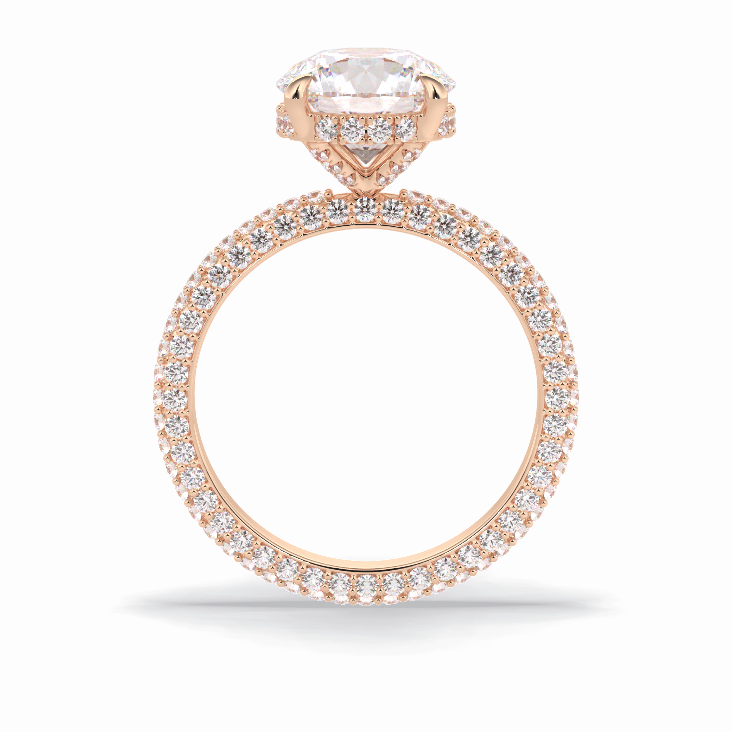 Round Hidden Halo & Pave Lab Grown Diamond Engagement Ring