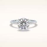 2.5 CT Round Shaped Hidden Halo & Pave Moissanite Engagement Ring