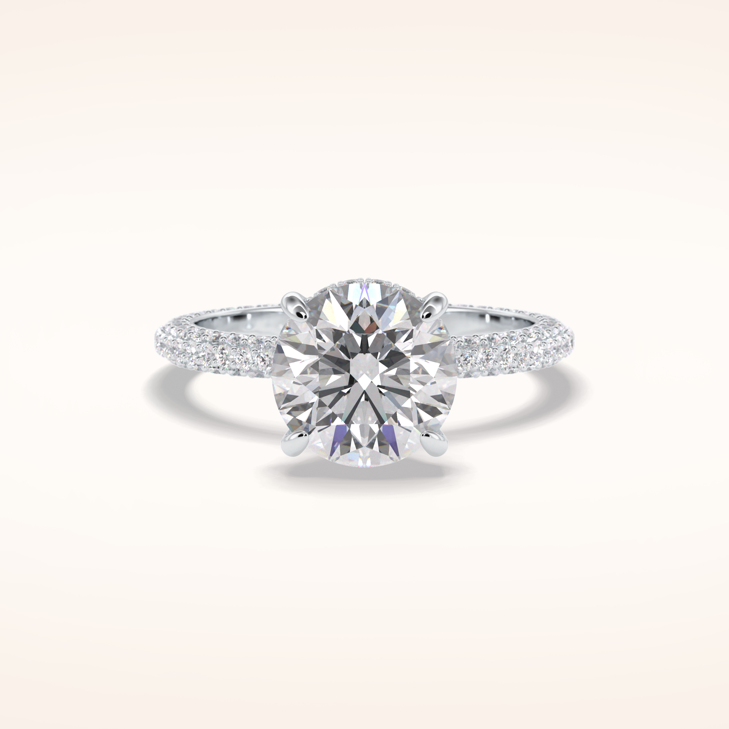 2.5 CT Round Shaped Hidden Halo & Pave Moissanite Engagement Ring